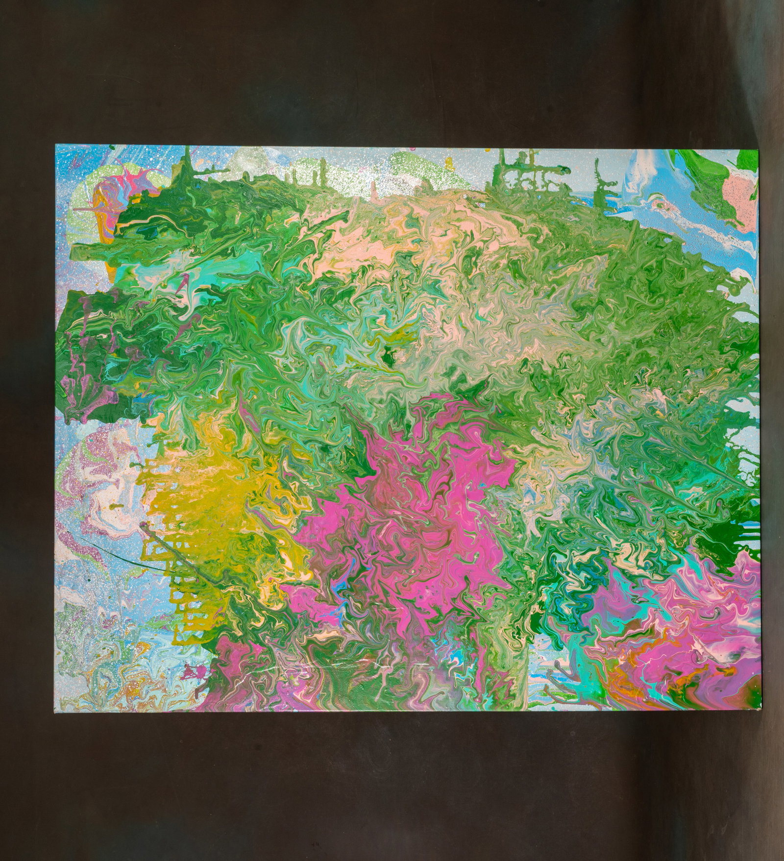 Evan Sebastian LAGACHE "Spring" Acrylic on Canvas: Evan Sebastian Lagache (American, b. 1995) "Spring" abpsychist acrylic on canvas, 2016, signed Evan Lagache to verso with Roid; the artist's work has been featured at Julie Keyes Gallery, Art Basel, a