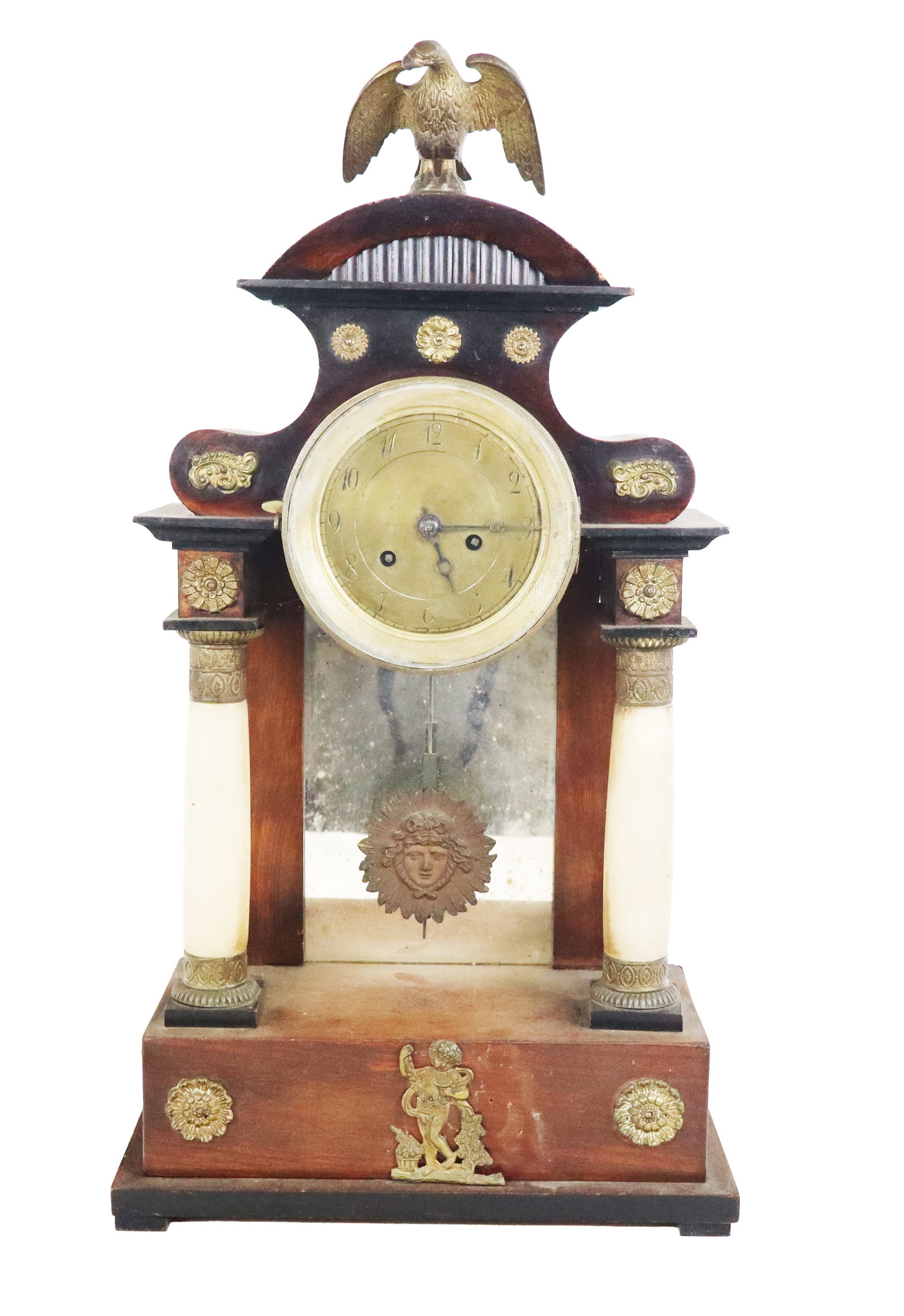 American Empire Mahogany and Bronze Mantle Clock (1 of 16)