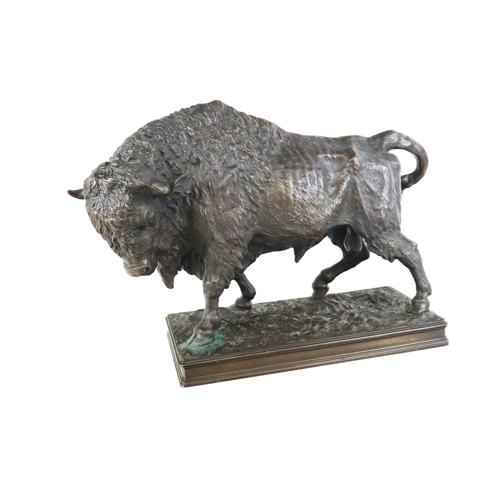 Rudolf WINDER Attributed Bronze Buffalo: Rudolph Winder (Austria, 1842-1900) attributed bronze sculpture of a buffalo, 1898, atop a floral decorated base, signed R. Winder to lower at one side, with Hollenboch and date to bast at plinth. [15