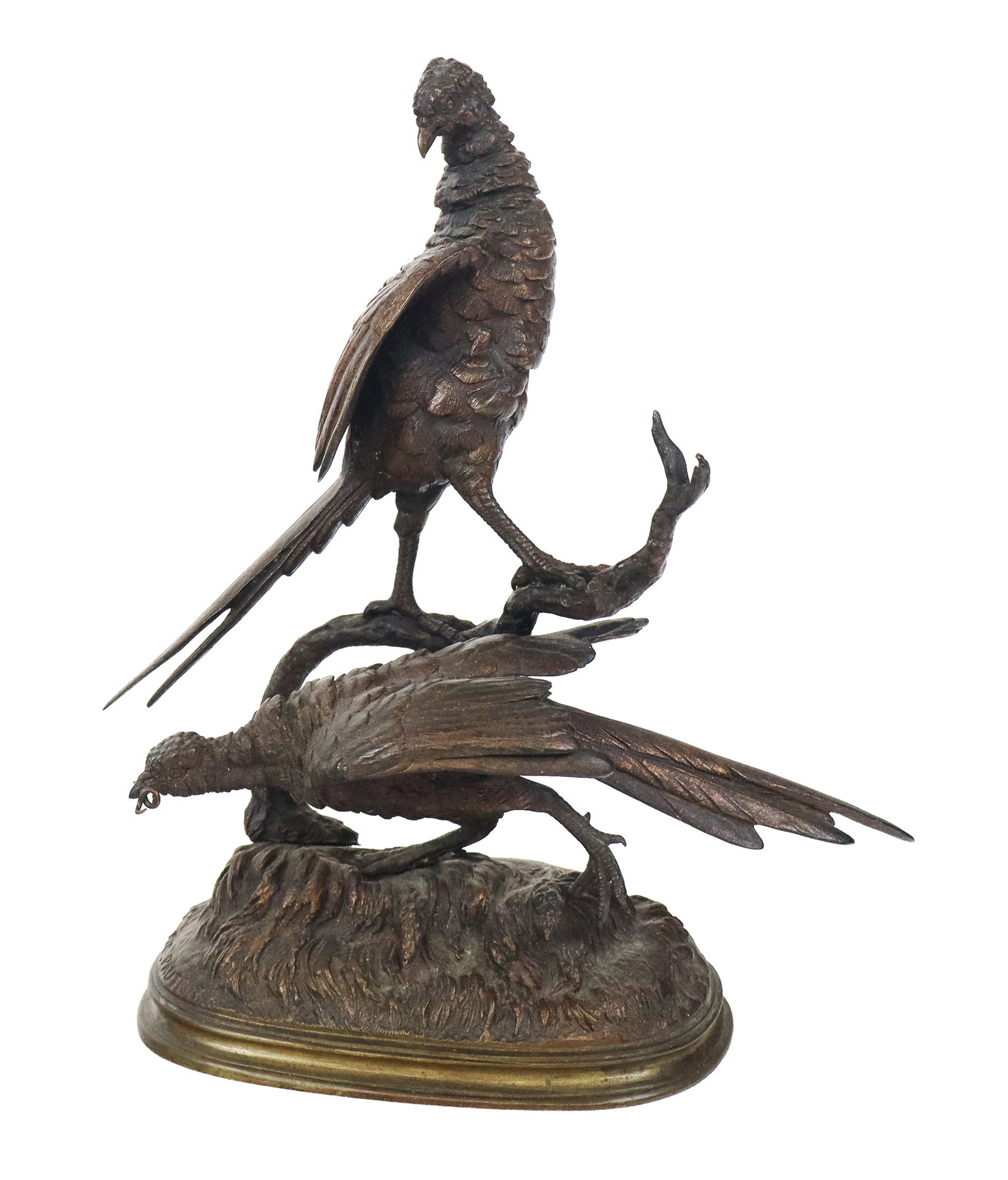 Ferdinand PAUTROT Bronze Group with Pheasants: Ferdinand Pautrot (1832-1874) bronze group with pheasants, signed F. Pautrot to lower at one side. [10" H x 8" W x 4" D]. Condition is good.