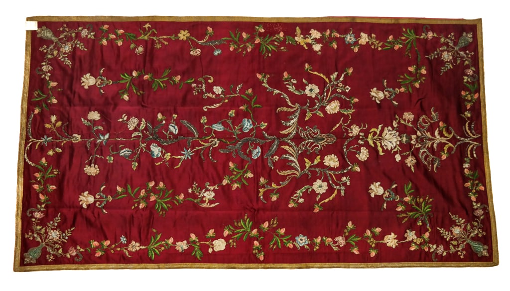 18th C. French Louis XV Silk Embroidered Coverlet (1 of 11)