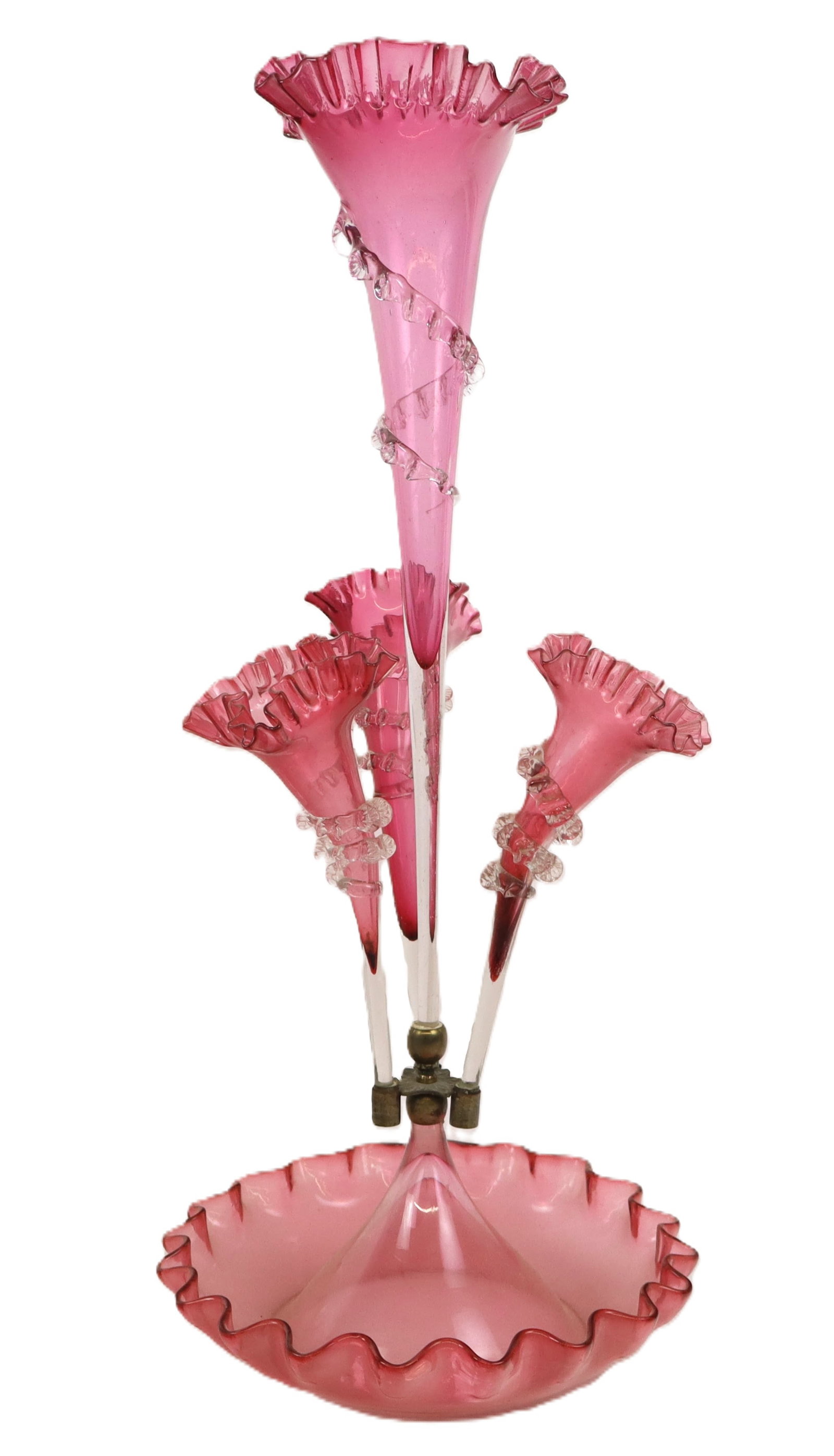 Victorian Pink Ruffle Glass Epergne (1 of 12)