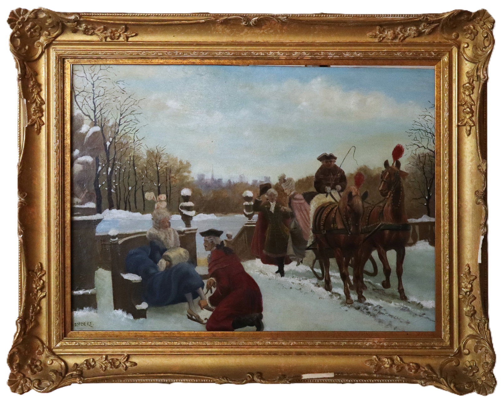 O. Anders Signed Winter Scene Oil on Panel (1 of 13)