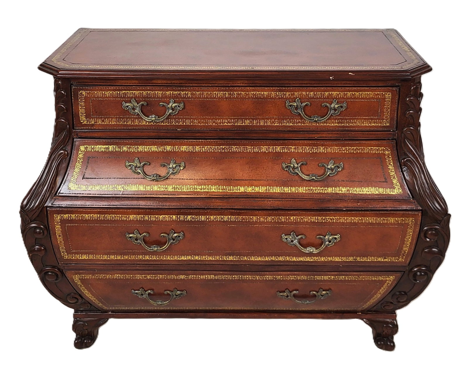 Maitland Smith Faux Leather Finish Bombe Commode (1 of 12)