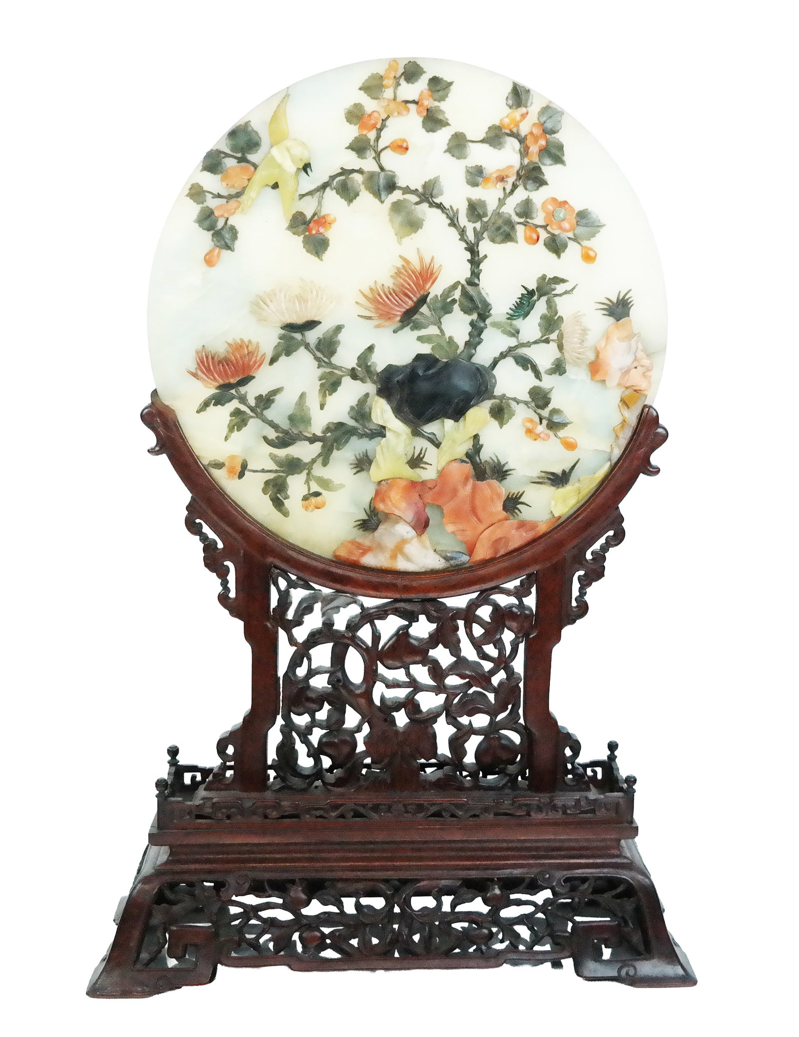 Chinese Hardstone Qing Table screen on stand (1 of 20)