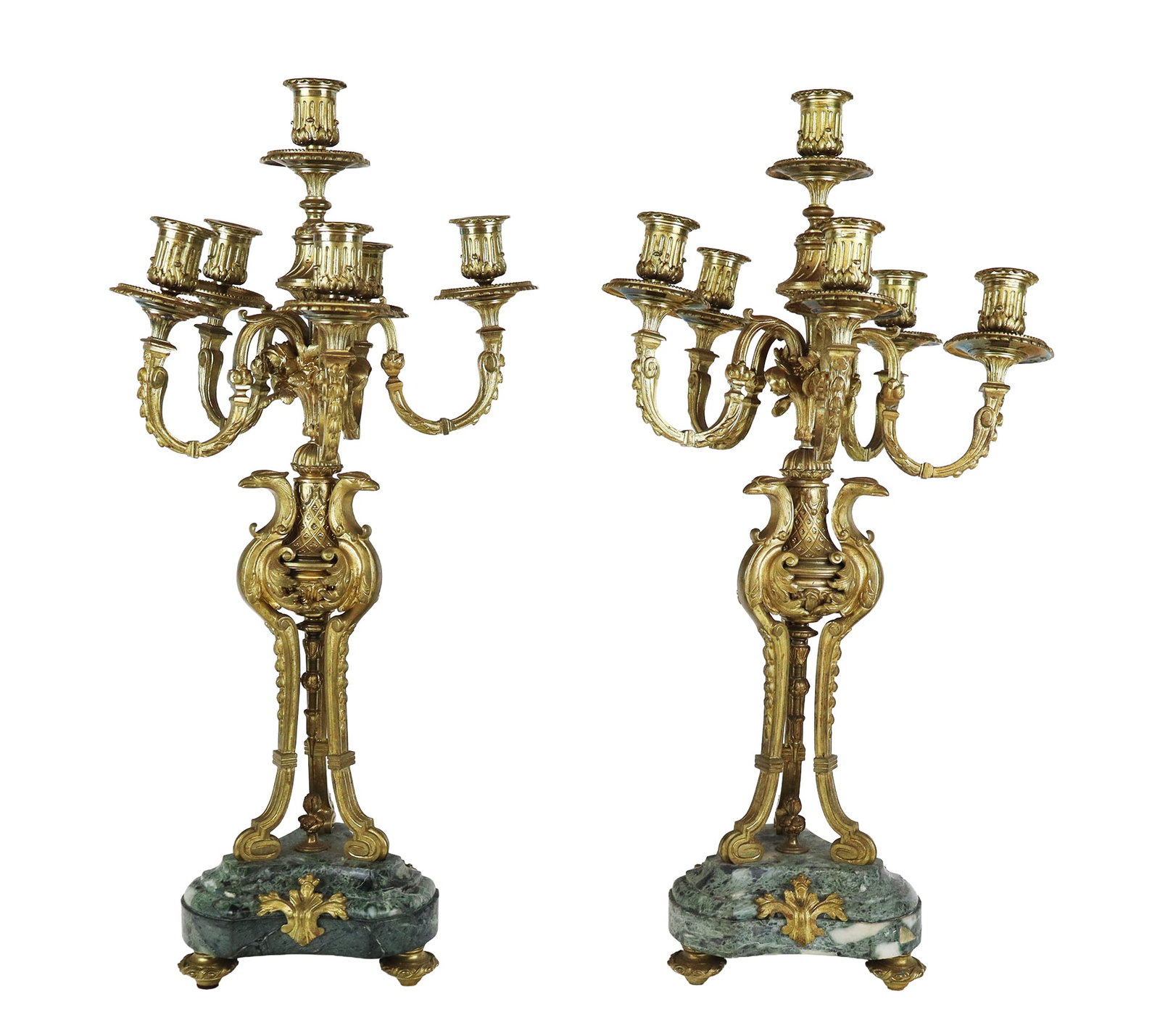 Pair of Louis XIV Gilt Bronze & Marble Candelabra (1 of 11)