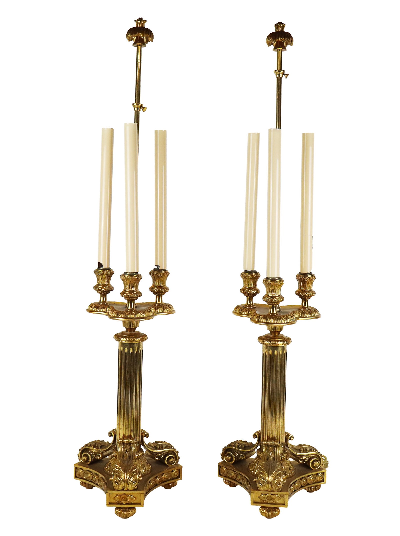 Pair of Louis XVI Gilt Bronze Candelabra Lamps (1 of 12)