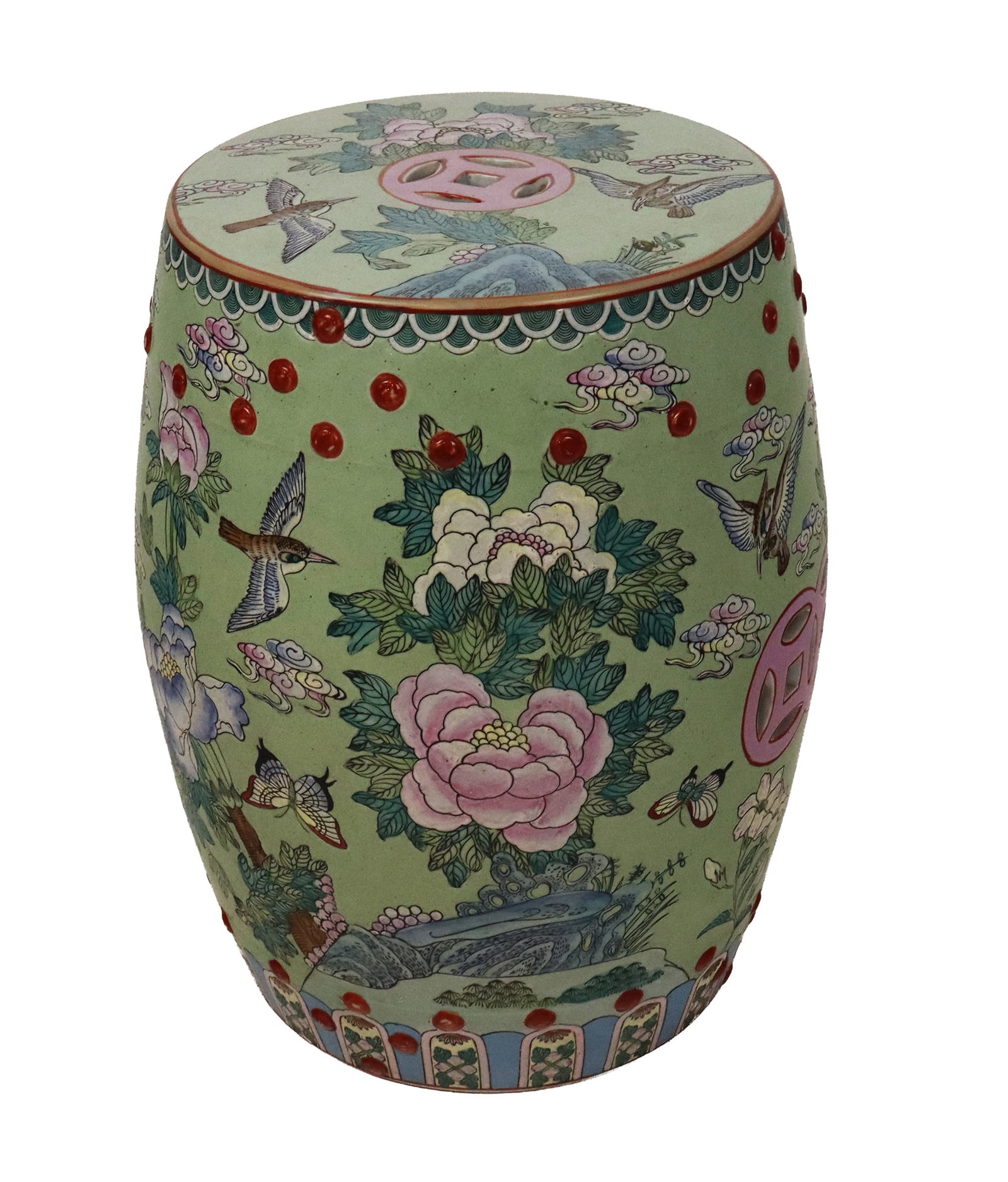 Chinese Celadon and Floral Decorated Garden Seat (1 of 10)