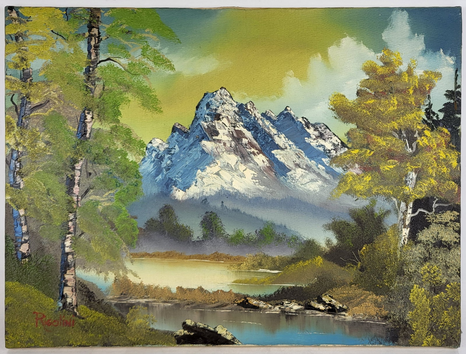 Bob Ross Style Landscape, Signed "Rigolini" (1 of 11)