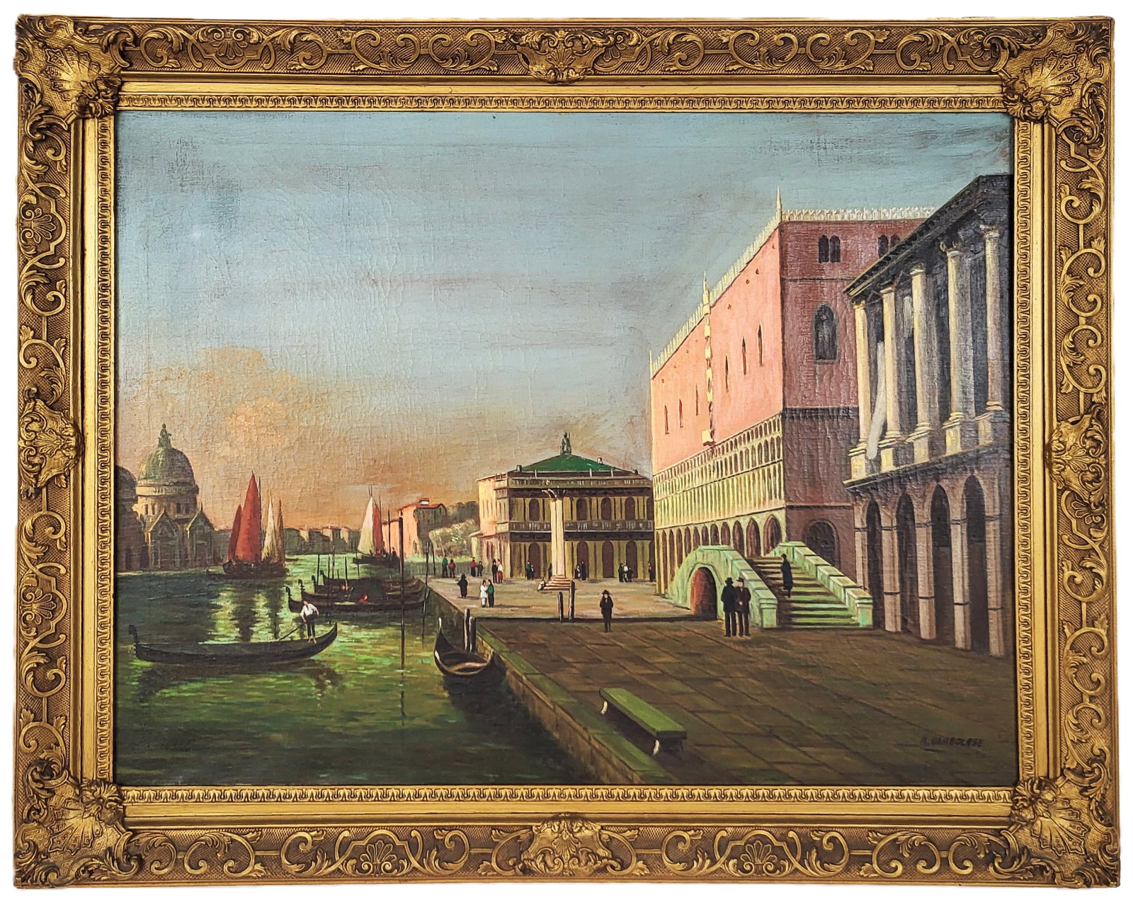 A. GAMBOLESE Venetian Street Scene Oil Painting (1 of 17)