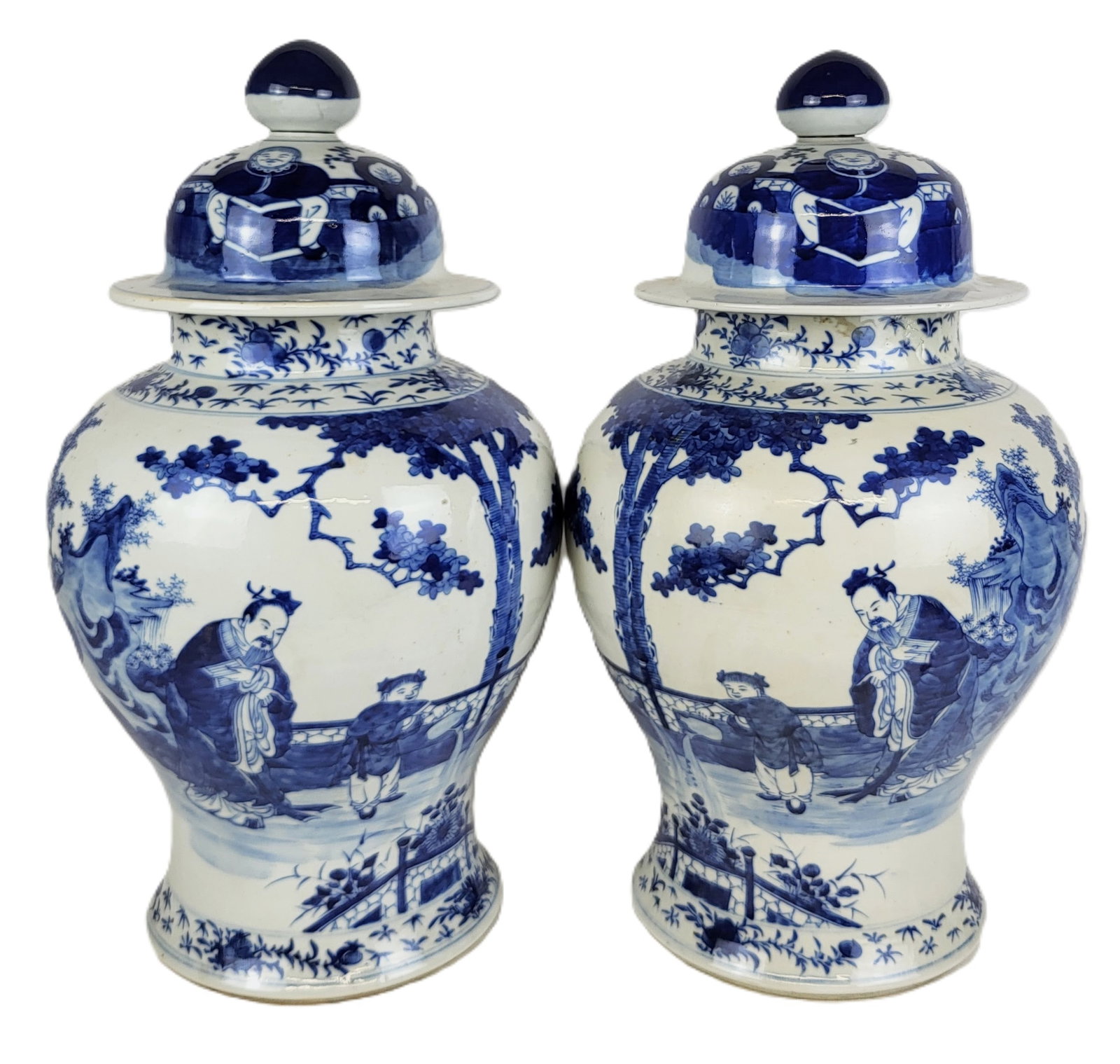 Pair Chinese Blue and White Decorated Ginger Jars (1 of 15)