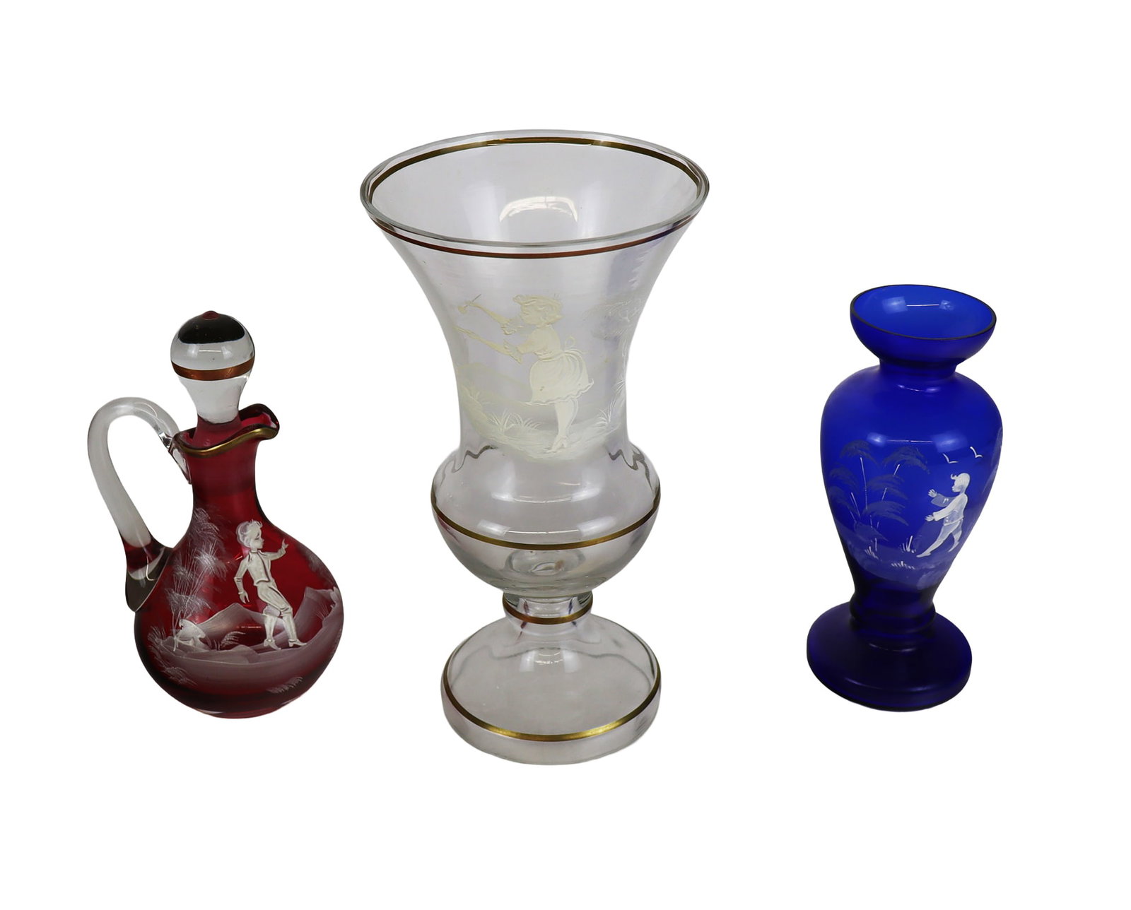 Mary Gregory Glass Vases and Ewer, 3 (1 of 14)