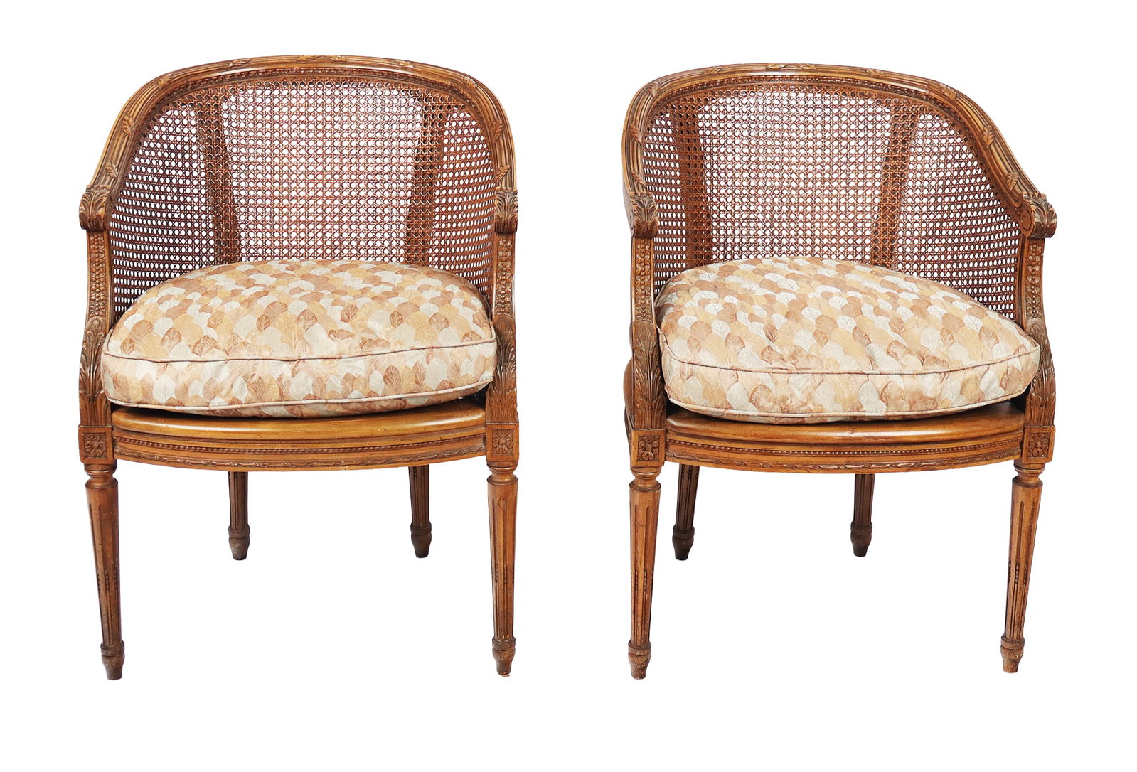 Pair of Louis XVI Caned Tub Chairs (1 of 10)