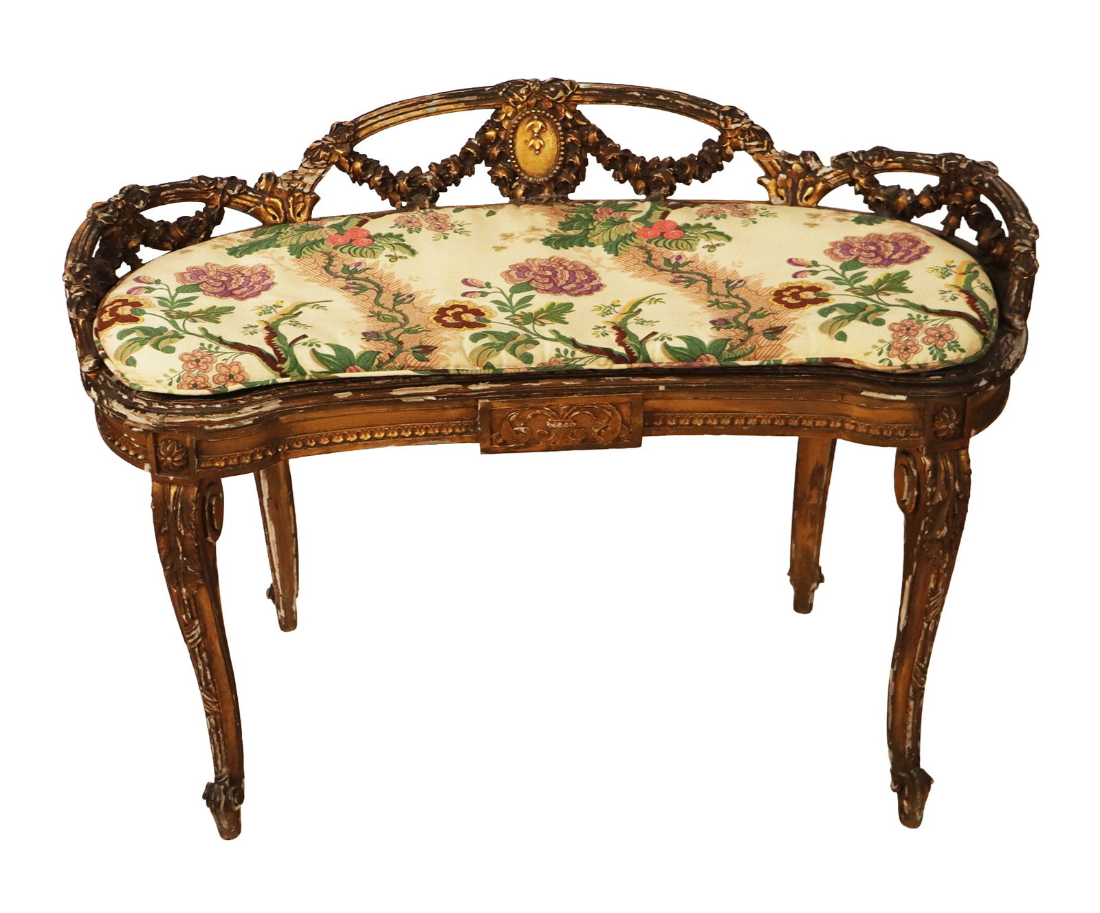 Louis XVI Caned and Gilt Bench (1 of 12)