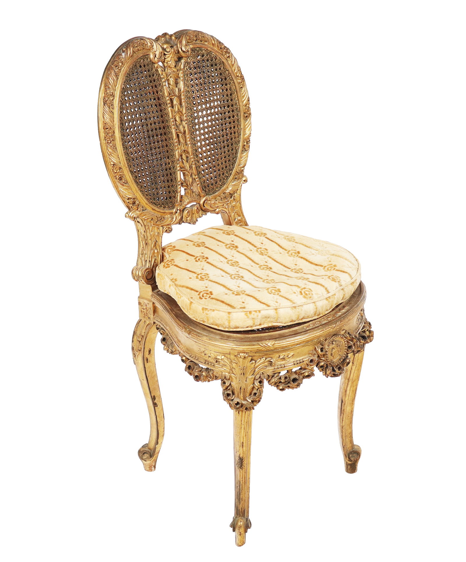 Louis XVI Caned and Gilt Side Chair (1 of 13)