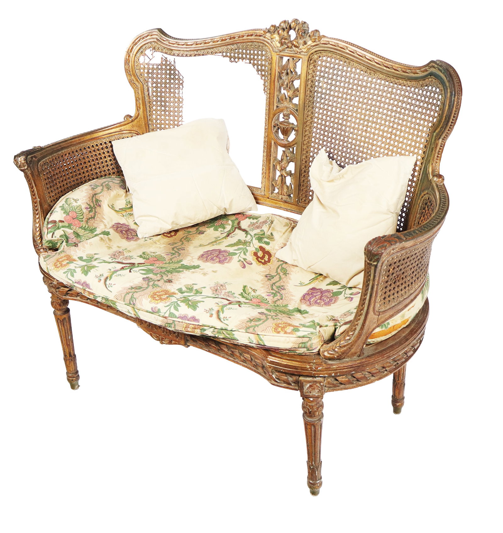 Louis XVI Caned and Gilt Setee (1 of 19)
