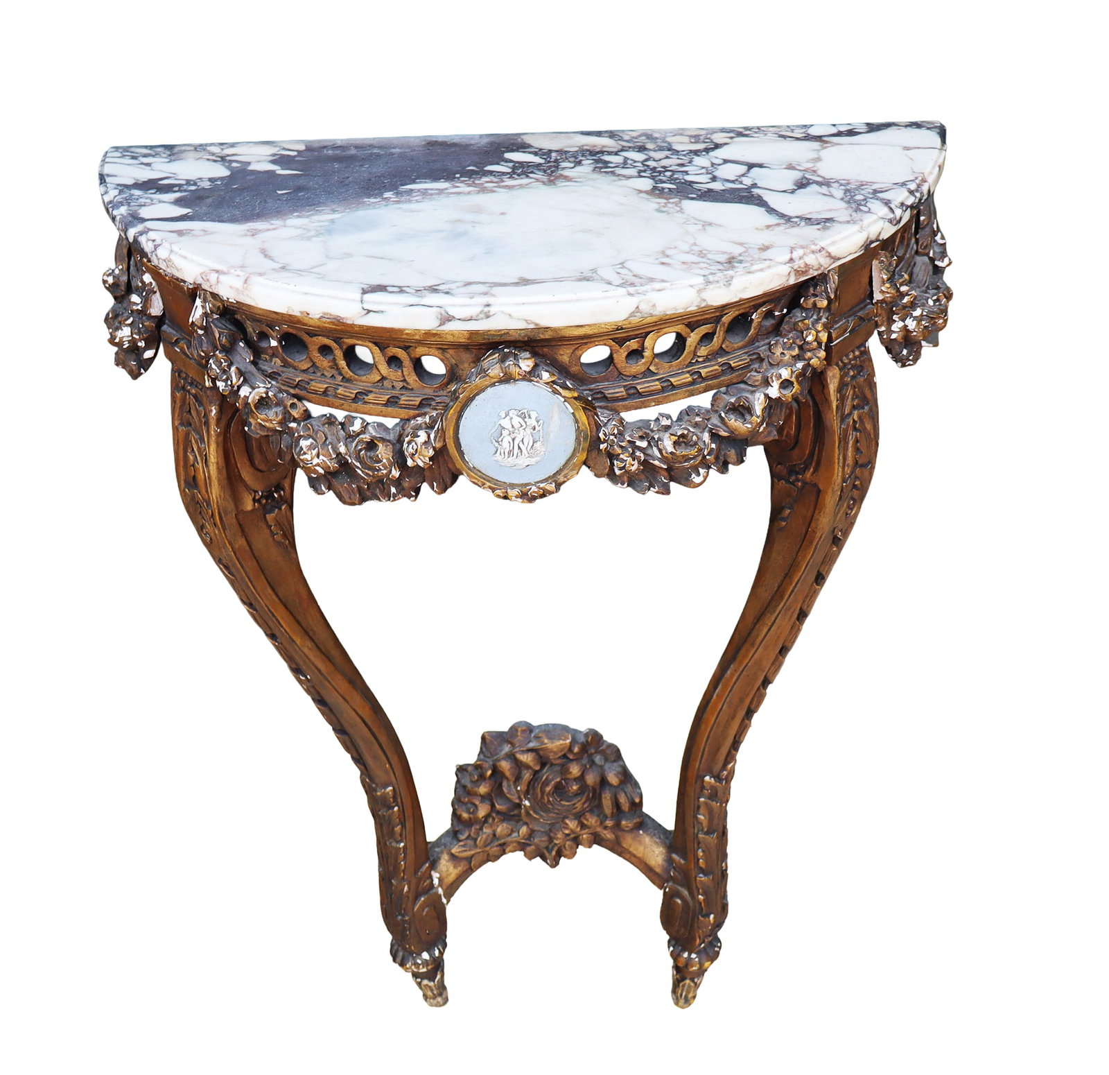 Louis XVI Marble Top Demilune Console (1 of 11)