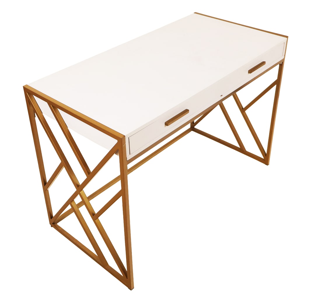 Modern White and Gold Painted Desk (1 of 7)