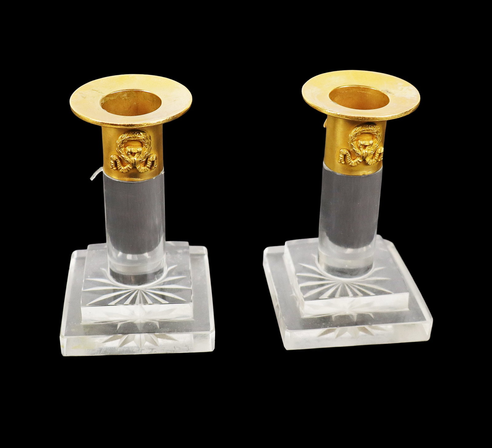 Pair of Cut Glass and Gilt Bronze Candlesticks (1 of 8)