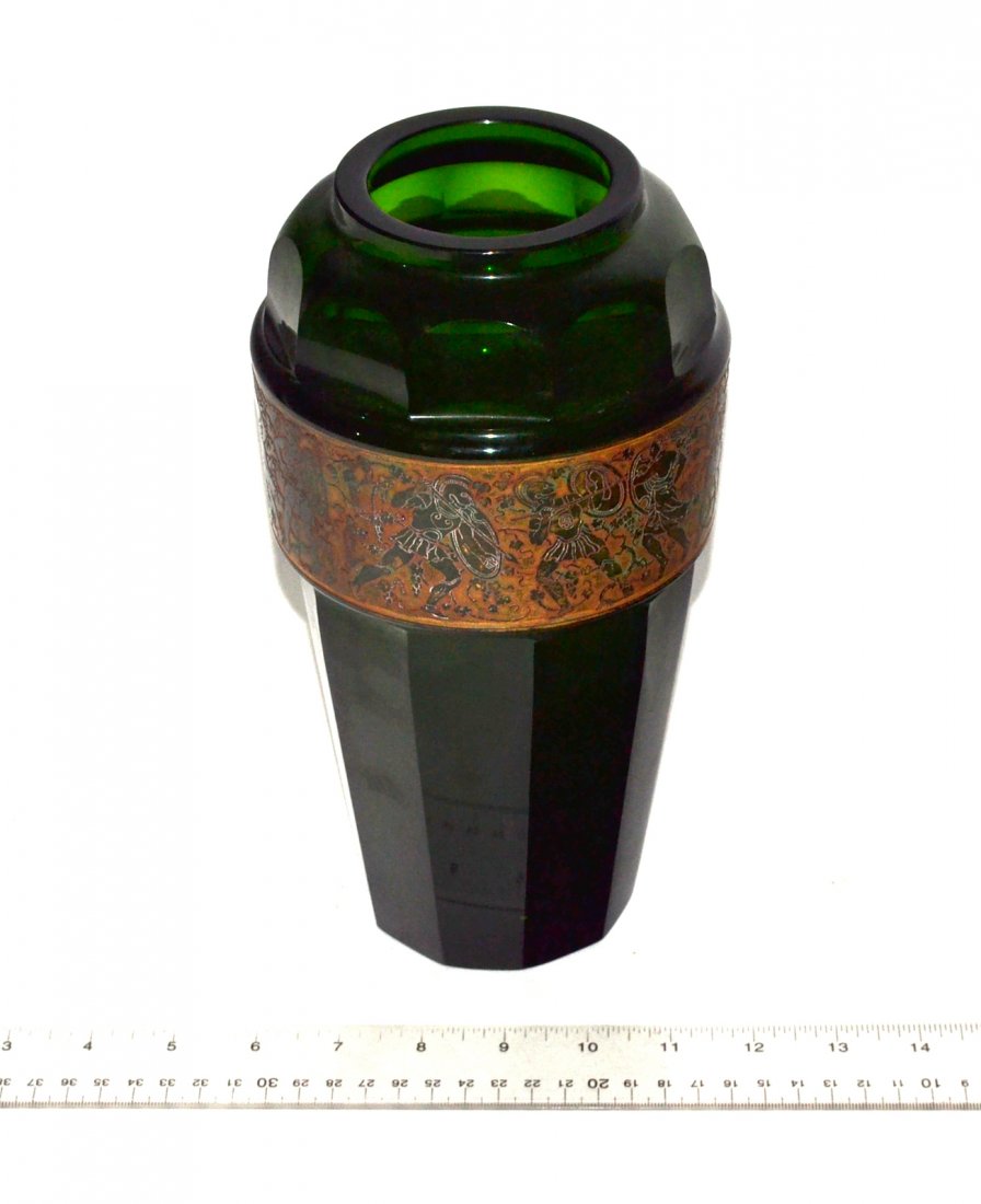 Moser Faceted Emerald Green Glass Vase