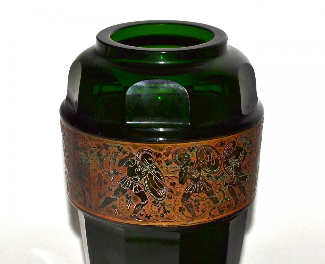 Moser Faceted Emerald Green Glass Vase - 4