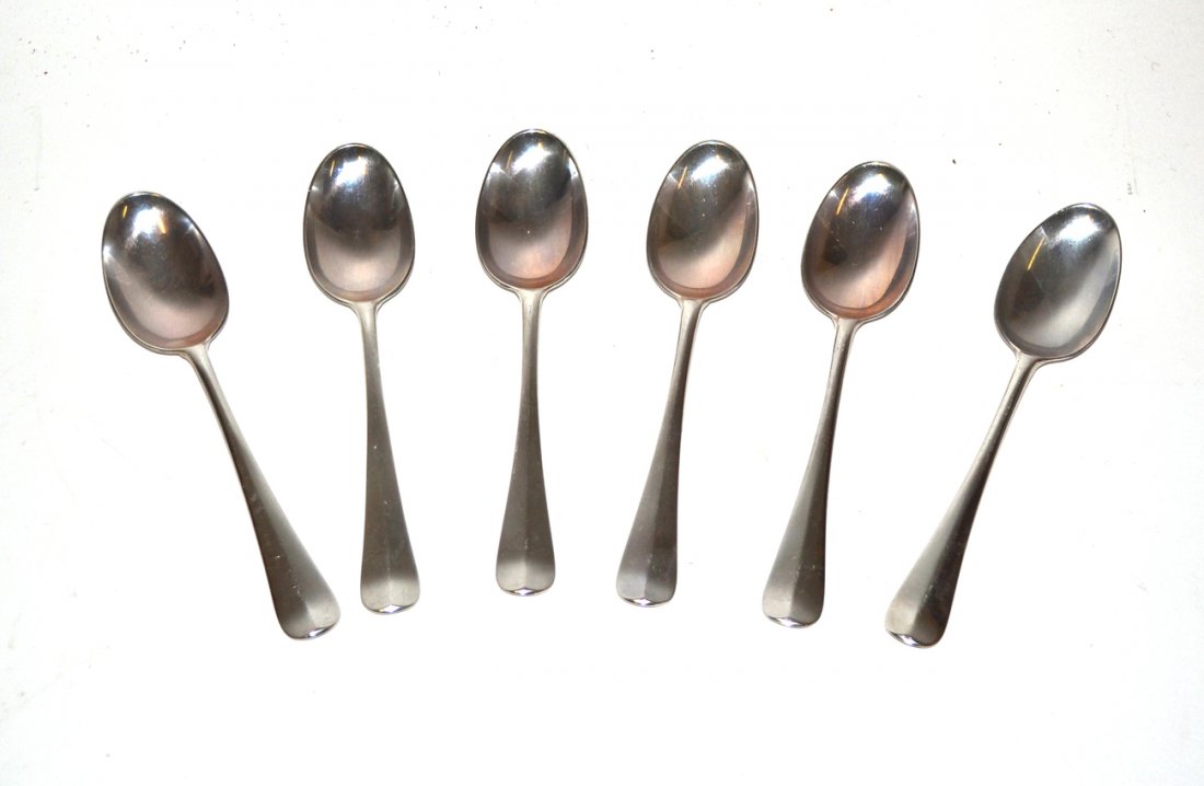Six James Robinson Silver Spoons: Six English silver spoons by James Robinson.