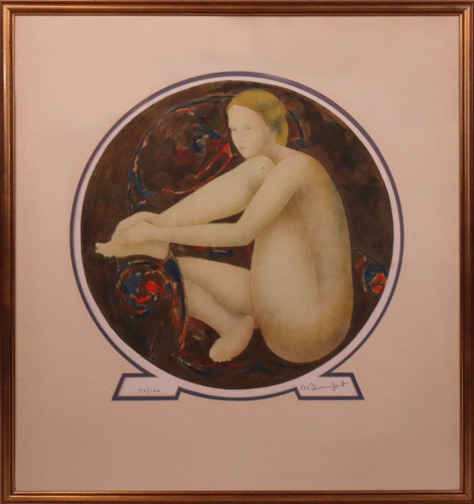 Alain BONNEFOIT "Lolita" Lithograph: Alain Bonnefoit (French, born 1937) "Lolita", lithograph on paper, 1982, editioned 37/100 and signed Bonnefoit to lower right, in a frame. [Framed: 31.5" H x 29" W]. Condition to work is good.