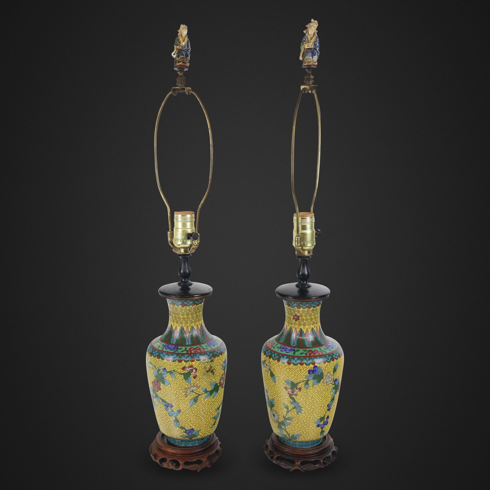 Pair of Chinese Cloisonne Lamps (1 of 13)