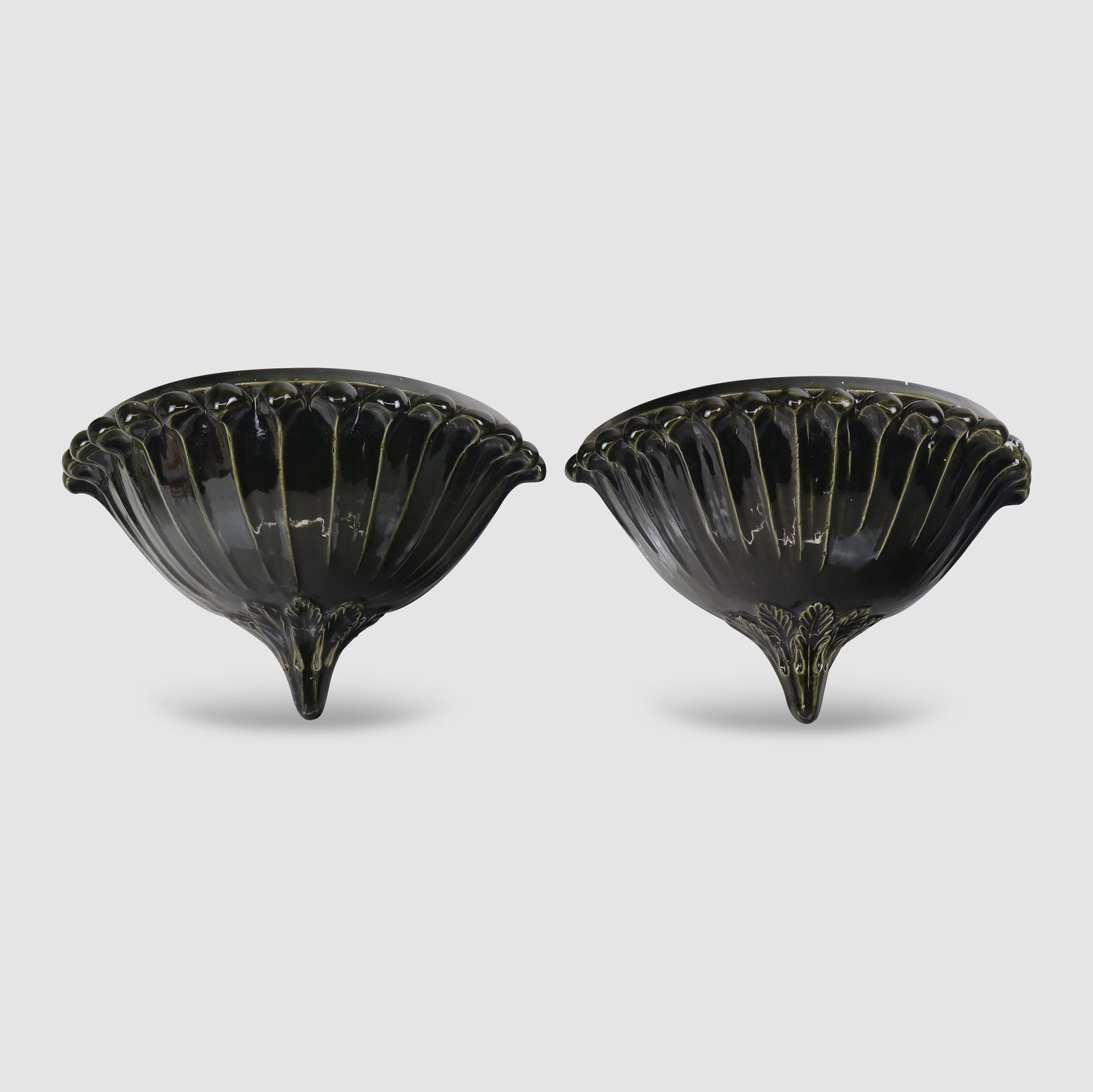 Pair of Green Glazed Ceramic Sconces (1 of 12)