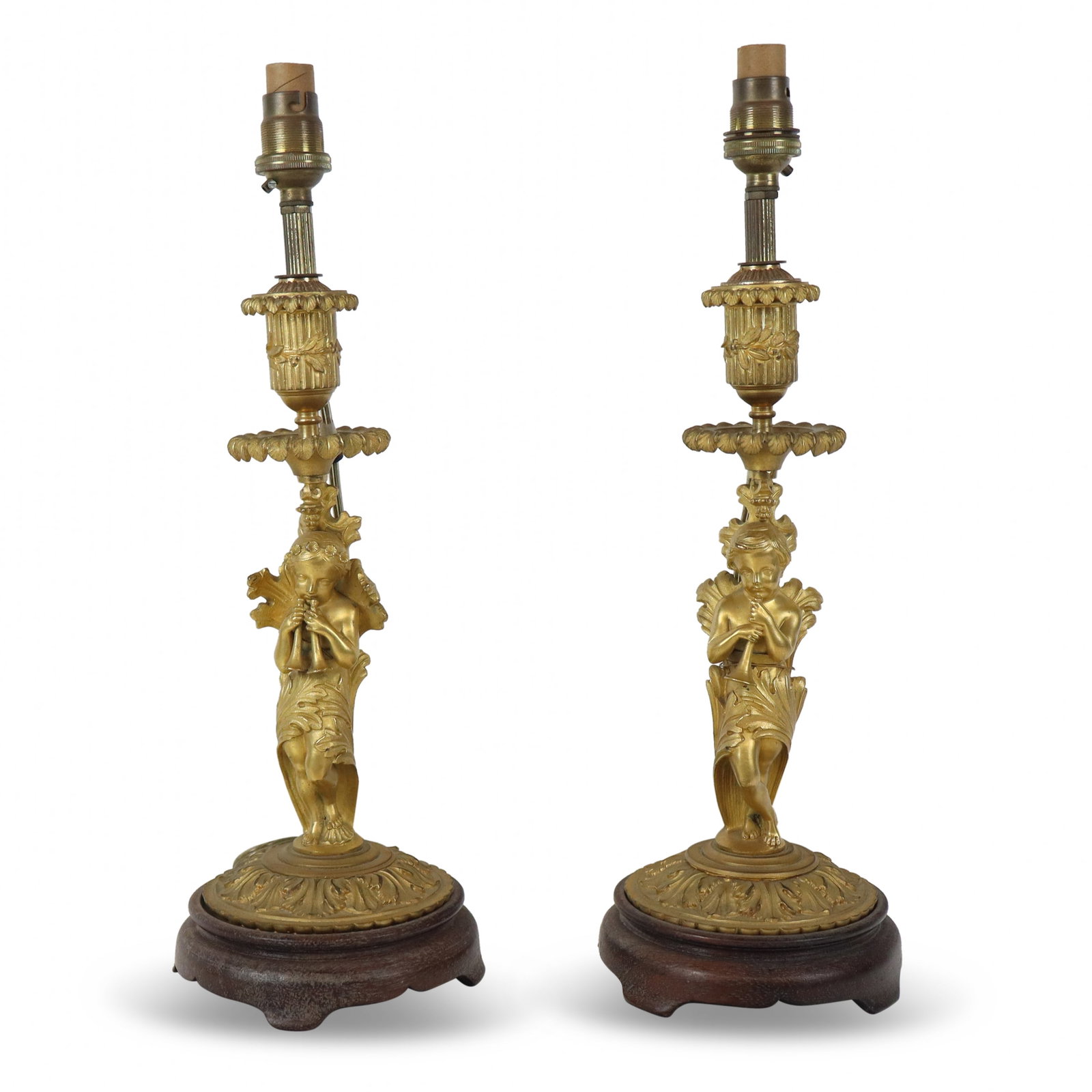 Pair of Louis XV Bronze Dore Candlesticks as Lamps (1 of 13)