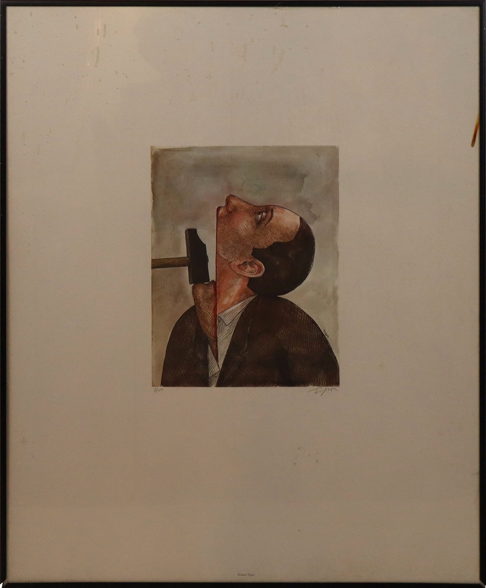 Roland TOPOR Offset Litho, Amnesty International: Roland Topor (France, 1938-1997) offset lithograph for Amnesty International's "Prisoners of Conscience" campaign, circa 1977, editioned 8/100 and signed to lower, with additional printed signature in