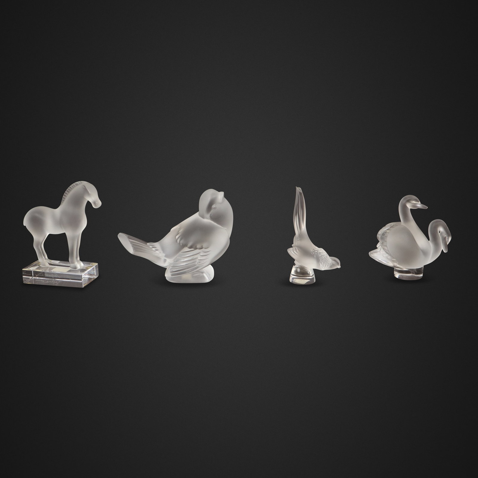 Four Lalique Satin Finished Glass Animals (1 of 13)