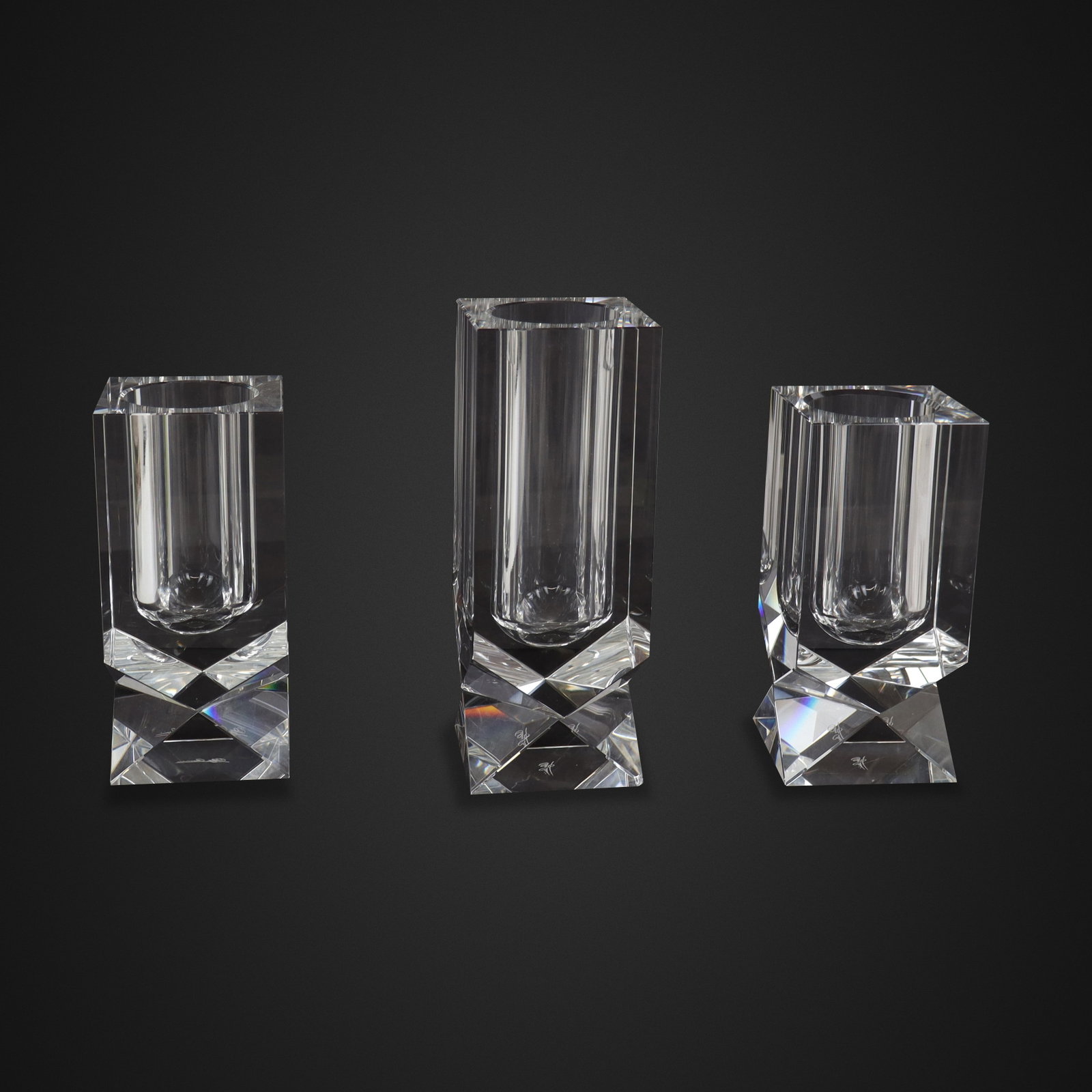 Three Oleg Cassini Cut Crystal Vases (1 of 10)
