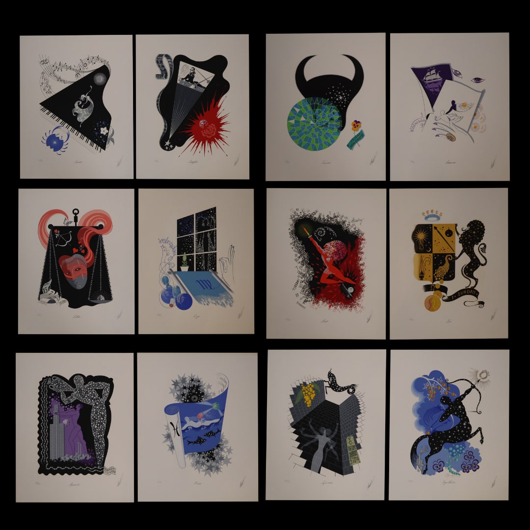 Erte Zodiac Suite, 12 Serigraphs (1 of 19)