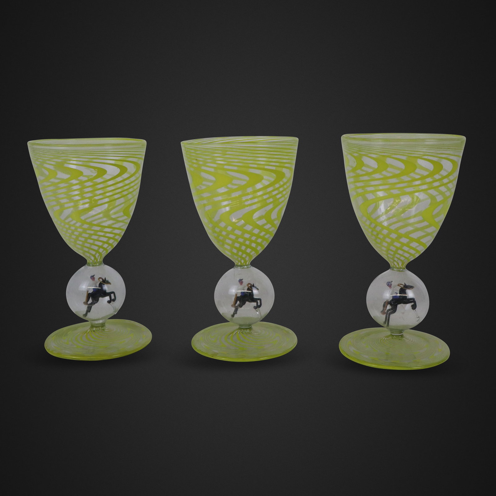 Bimini Werkstatte, Three Goblets with Jockeys (1 of 7)