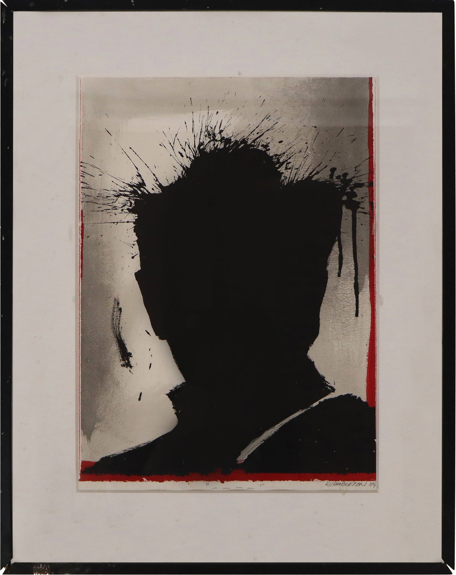 Richard HAMBLETON Acrylic on Paper: Richard Hambleton (Canada, 1952-2017) Untitled (Shadow Bust) acrylic on paper, 1984, signed and dated in graphite to lower, in a frame, with Portico New York label affixed to verso. [Framed: 25.5" H x