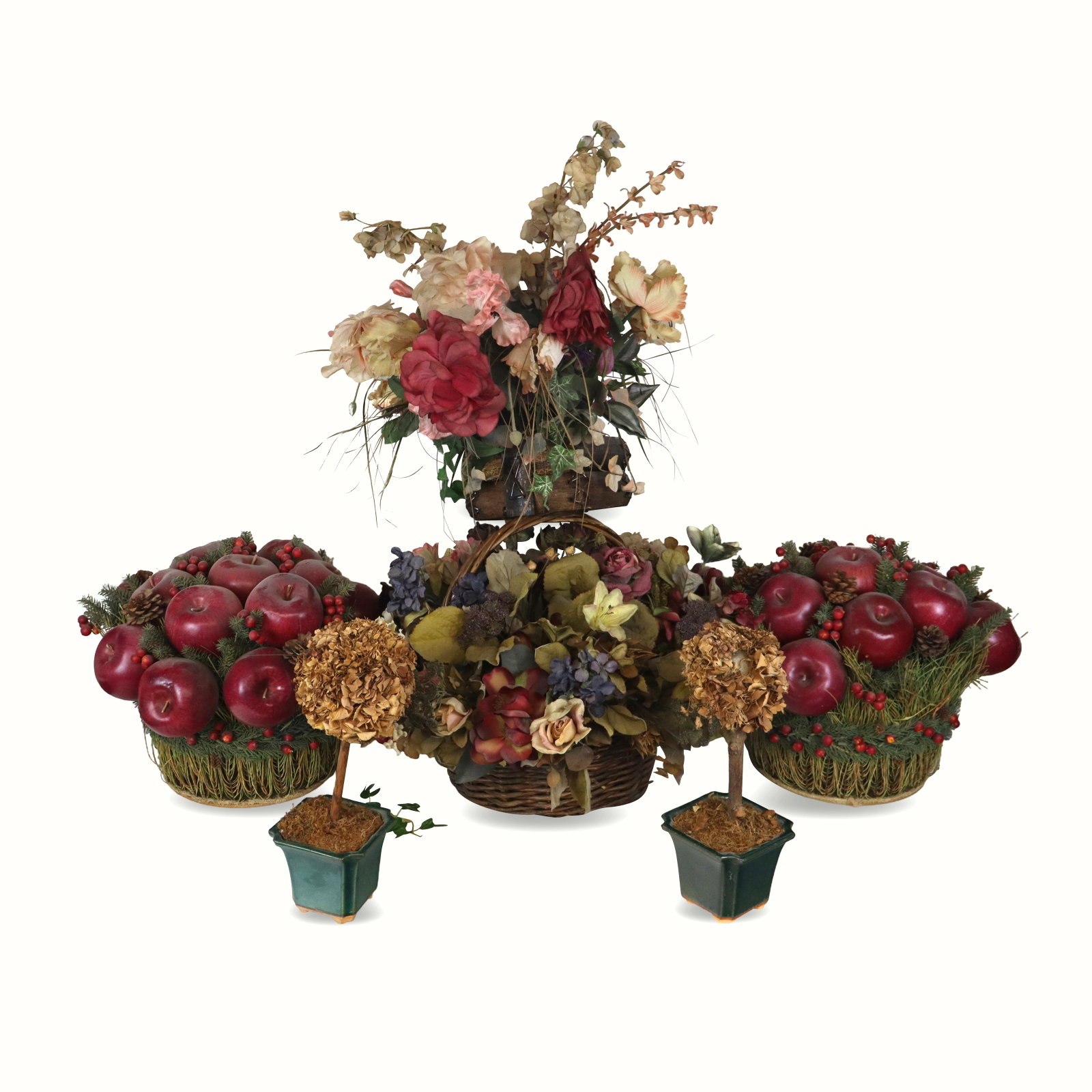 Group of Faux Flowers and Fruit Centerpieces, 6 (1 of 13)