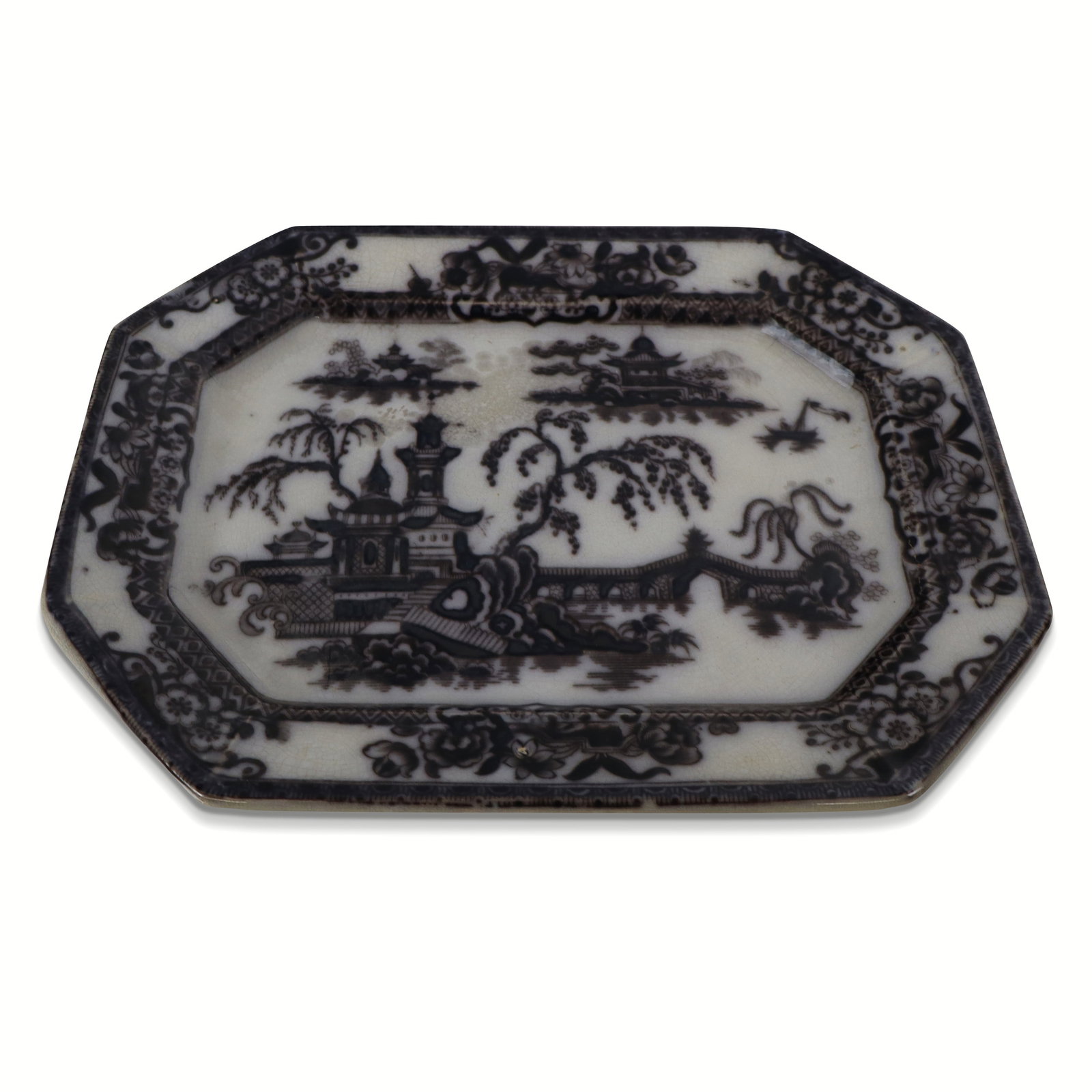 Edward Challinor Ironstone Black Transferware Pele (1 of 10)