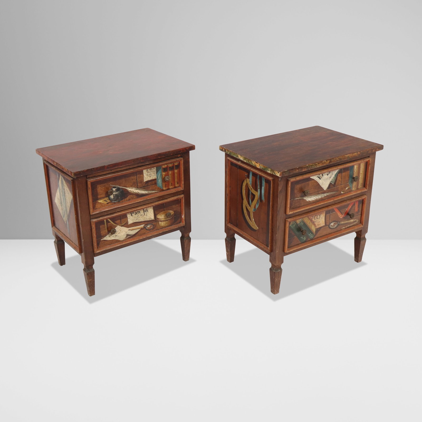 Pair of Trompe L'oeil painted Commodes (1 of 9)