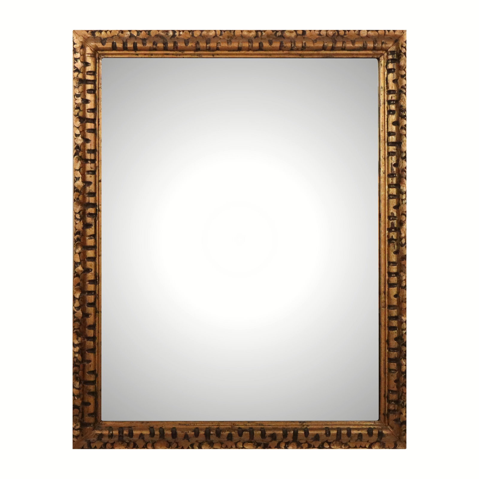 Gilt Carved Beveled Glass Mirror: Gilt carved beveled glass mirror. [36.5" H x 29" W]. Overall condition is good.