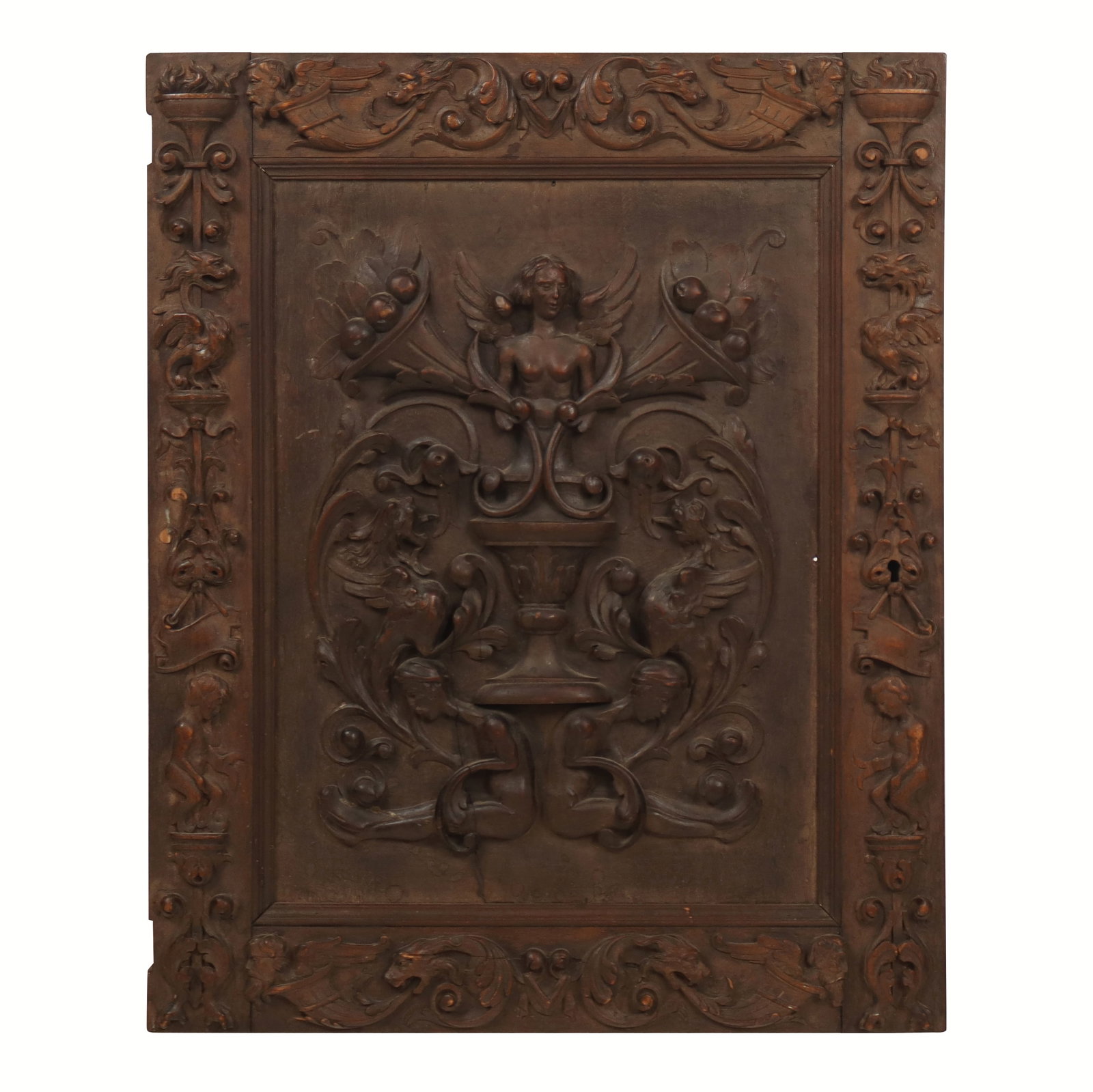Ornate Renaissance Revival Carved Relief Panel (1 of 9)
