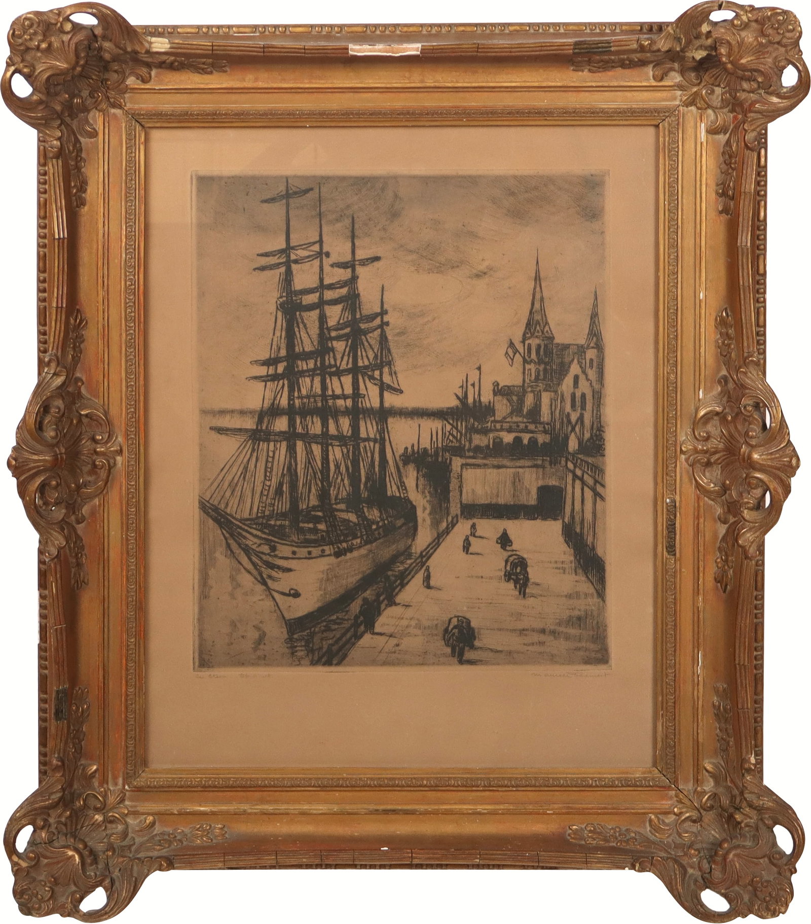 Maurice FLAMENT Antique Seaport Etching (1 of 12)