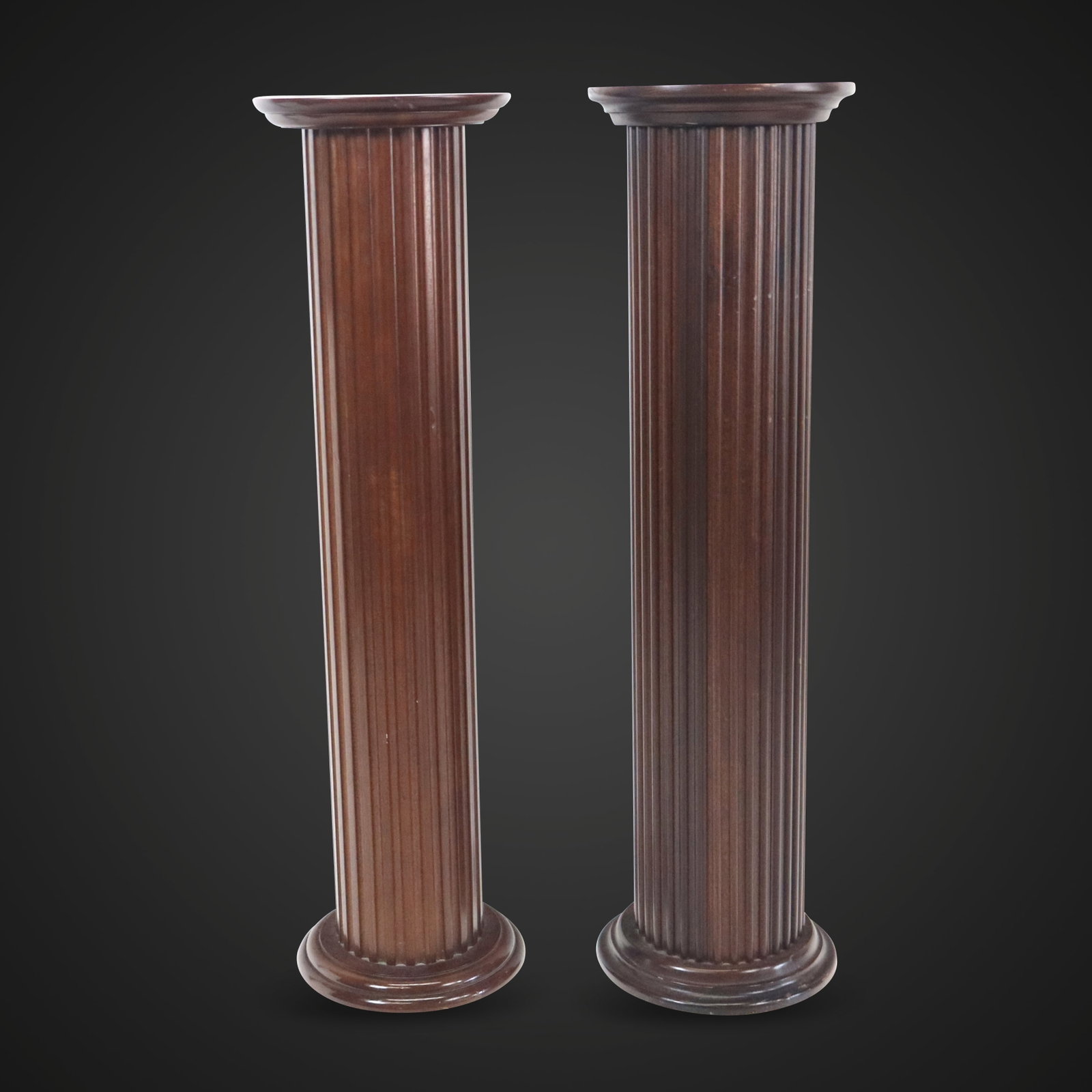 Pair of Mahogany Column Pedestals (1 of 8)