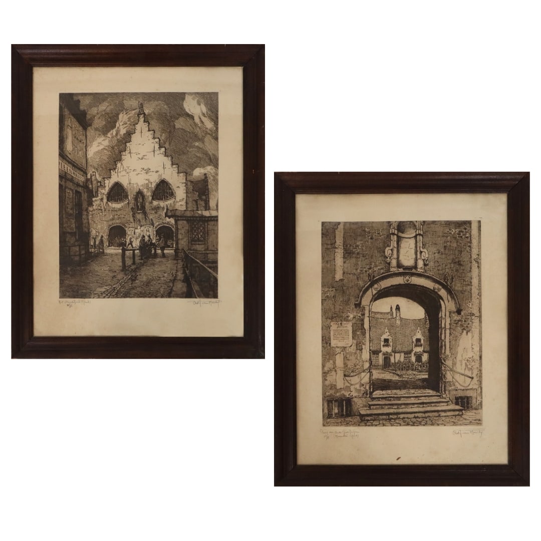 Antoon Van HOECKE 2 Etchings, Ghent Scenes (1 of 16)