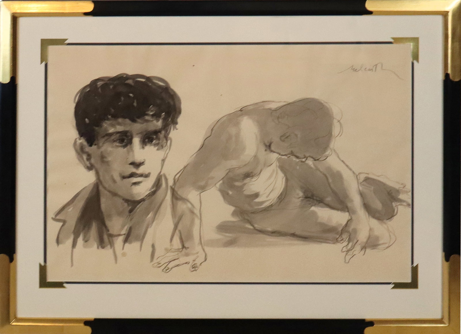Edward MELCARTH Figural Study Ink Wash (1 of 8)