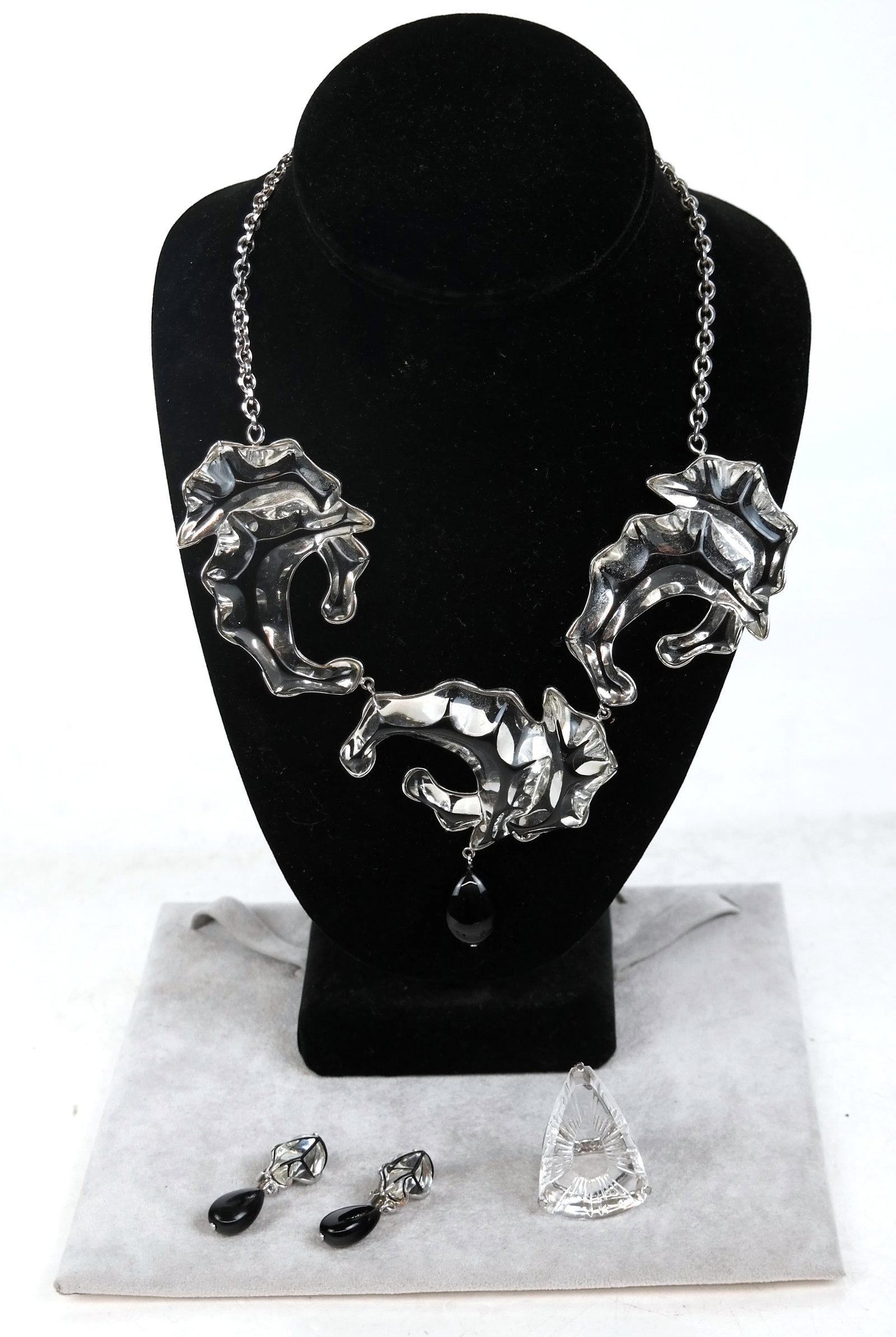 Lalique "Serpent" Necklace, and 2 Pair of Earrings (1 of 12)