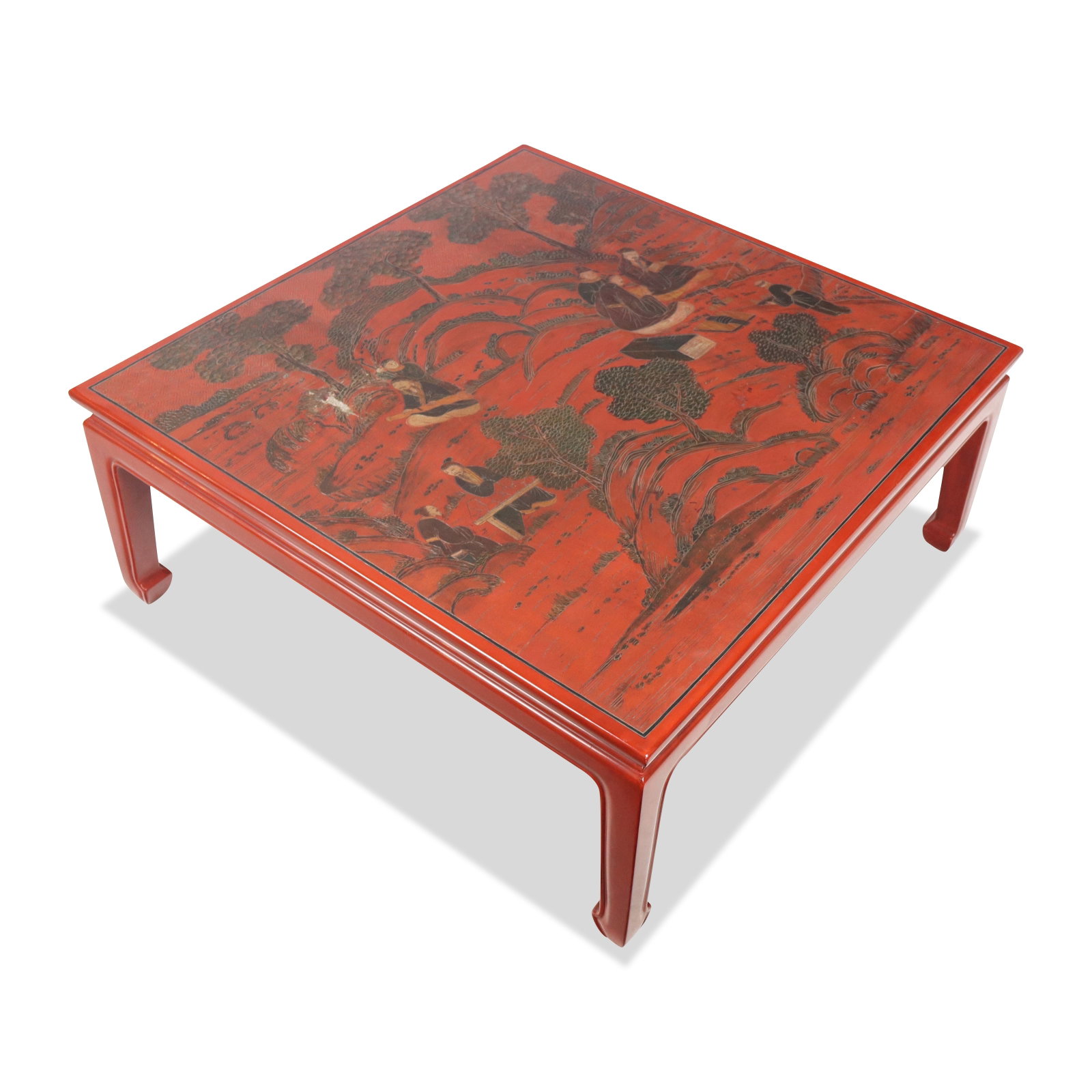 Red Lacquered Chinoiserie Coffee Table (1 of 14)