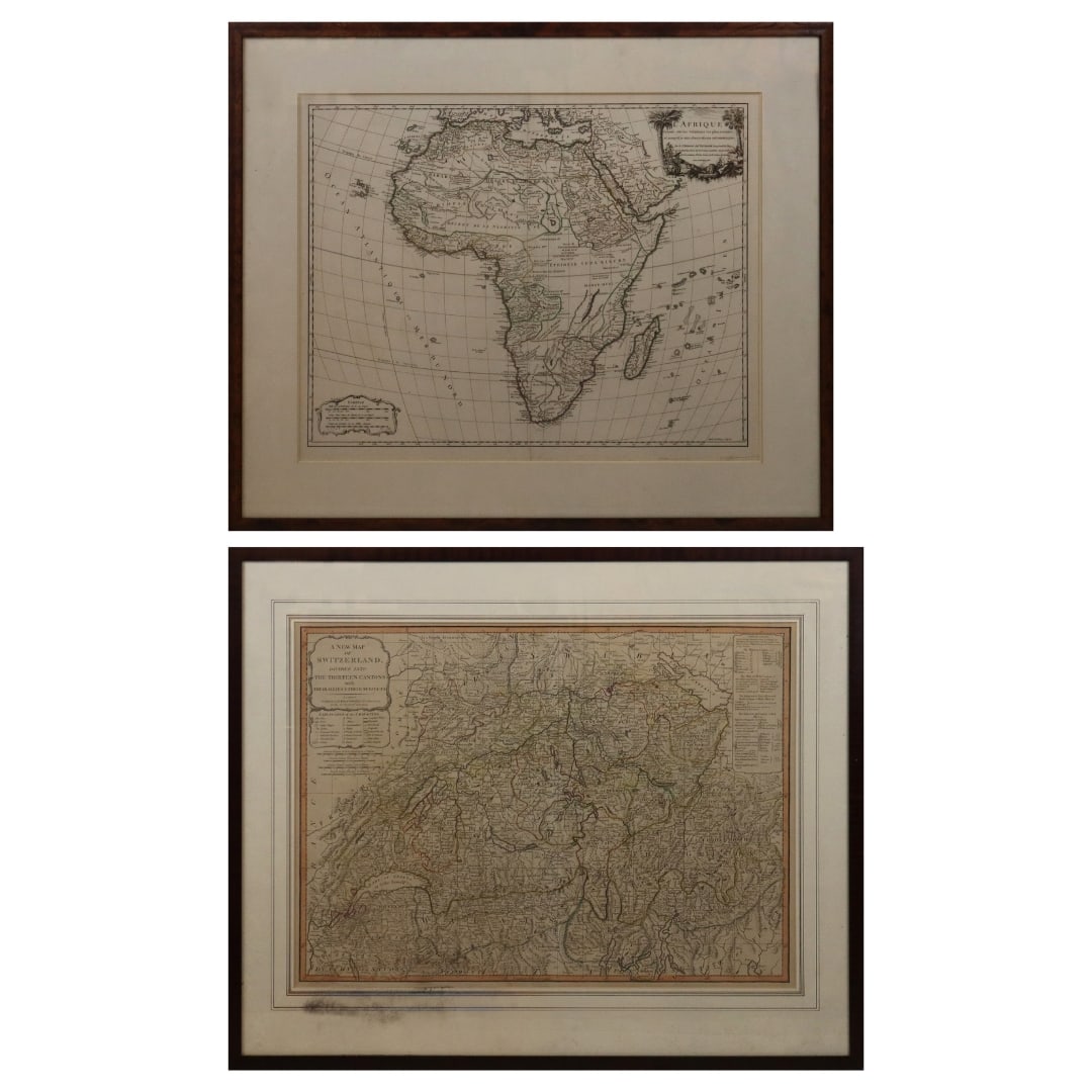 Two Antique Map Engravings, Africa & Switzerland (1 of 18)