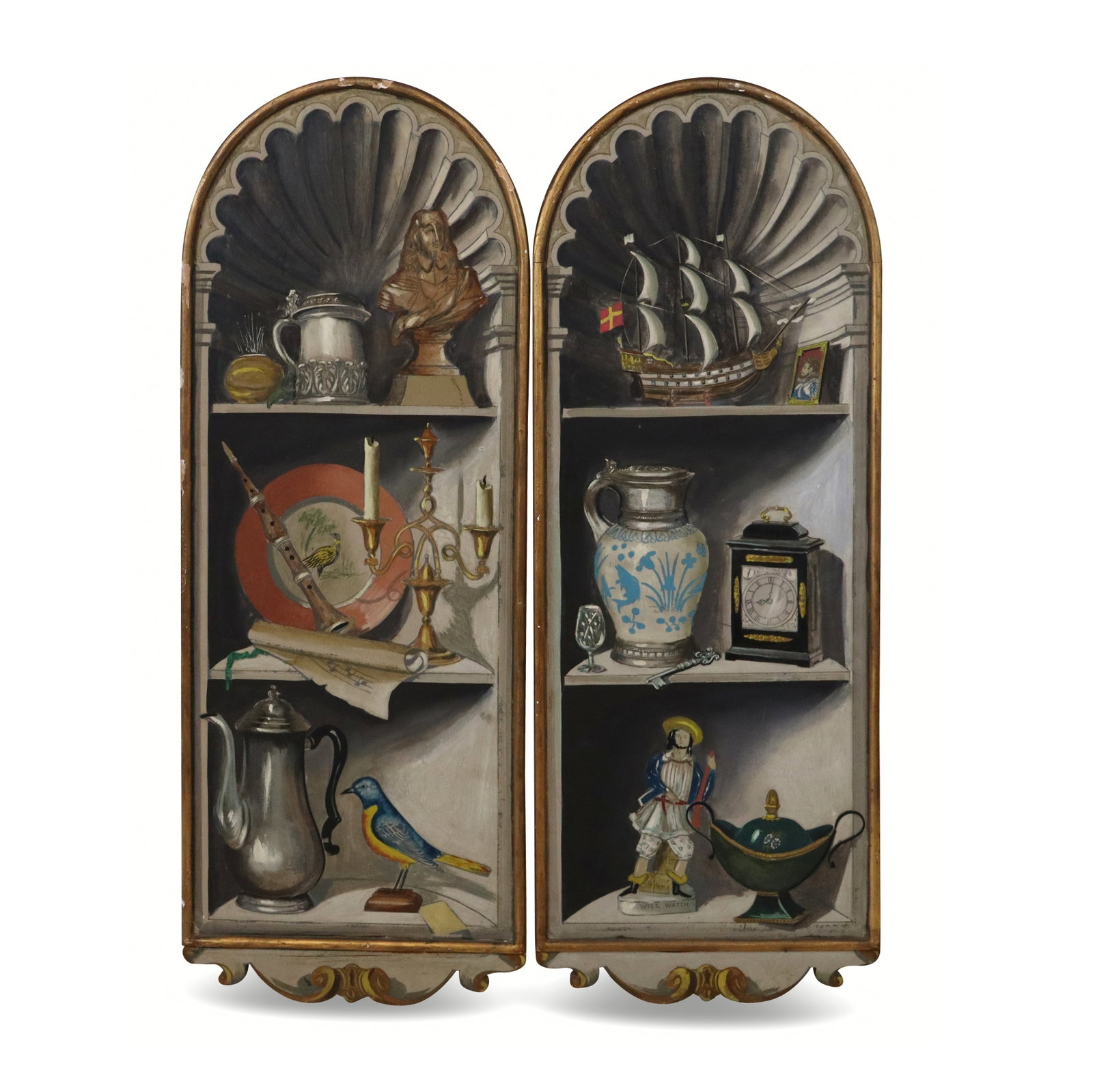 Pair of Gouache on Panel Trompe l'Oeil Paintings (1 of 13)