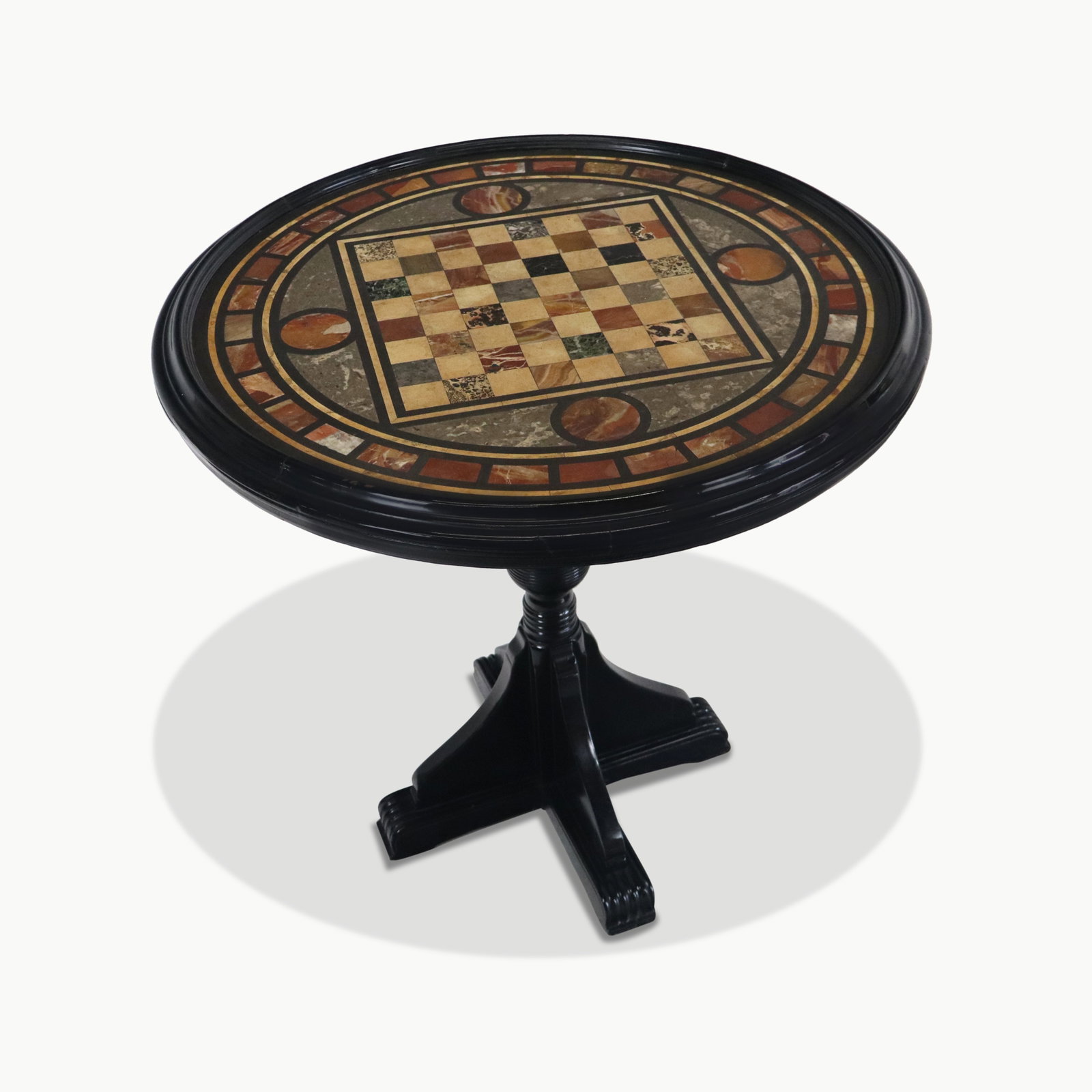 Victorian Black Lacquer and Marble Top Games Table (1 of 7)